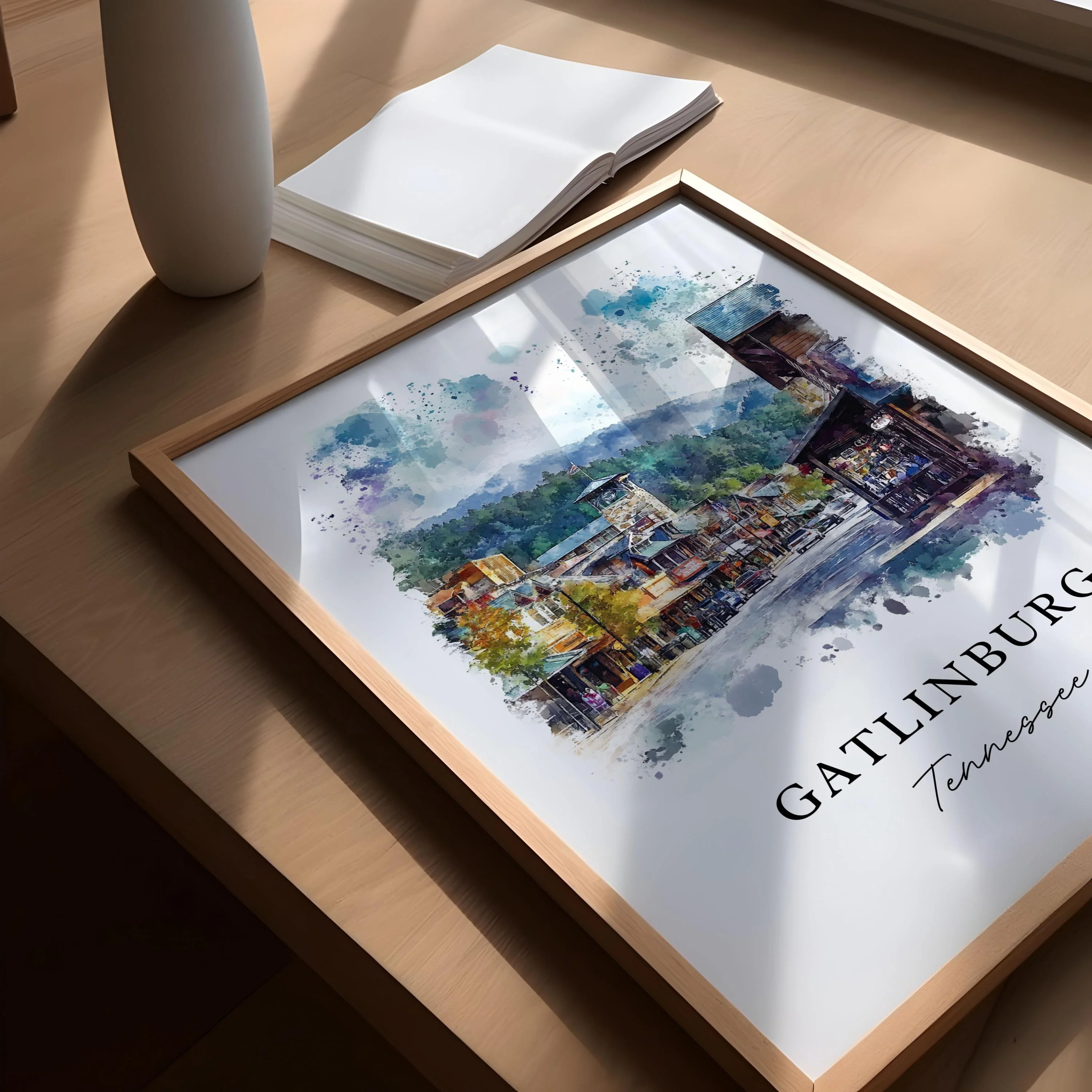 Gatlinburg, USA – Watercolor Art Print of Great Smoky Mountains - Image 3
