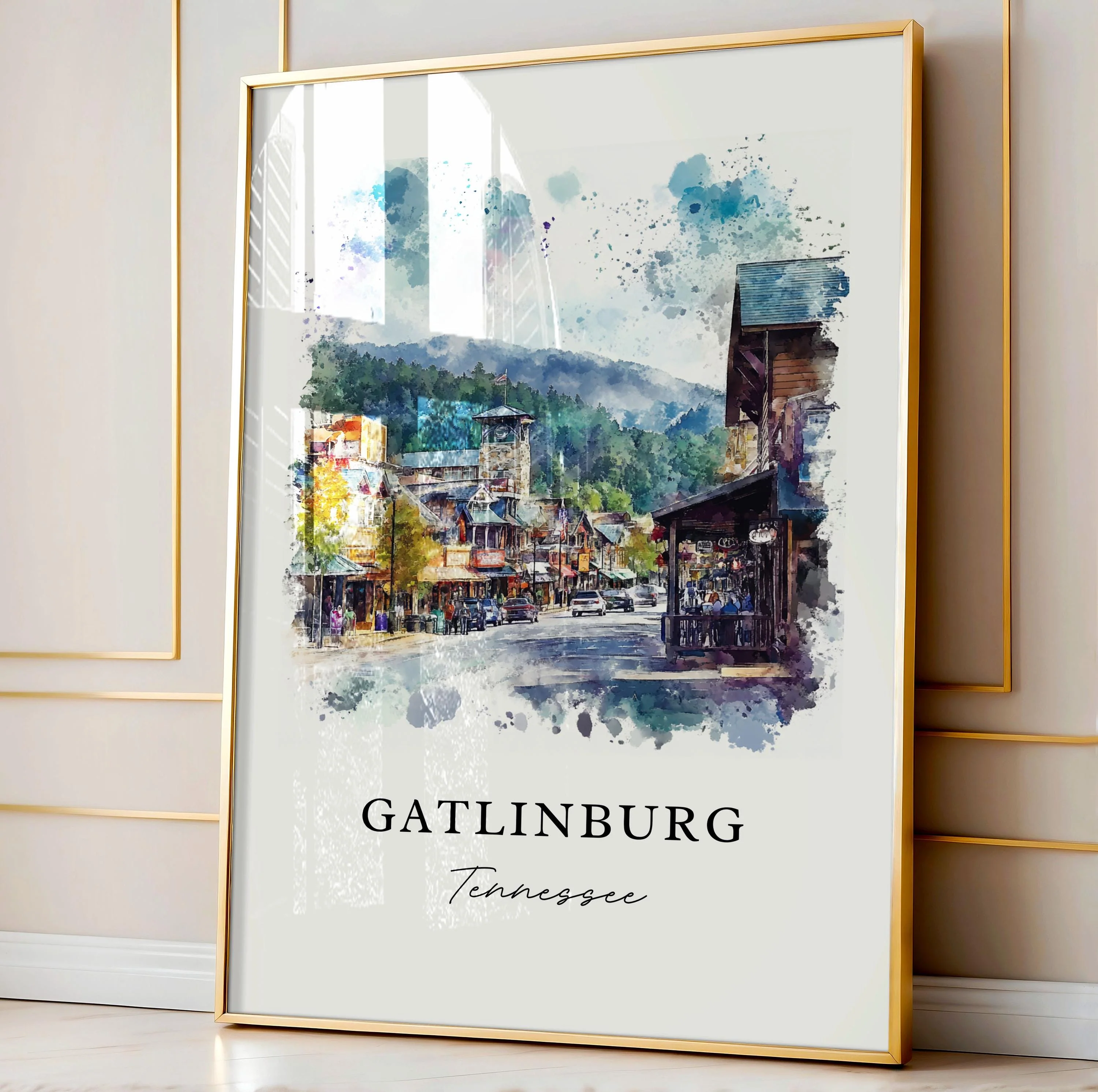 Gatlinburg, USA – Watercolor Art Print of Great Smoky Mountains - Image 4