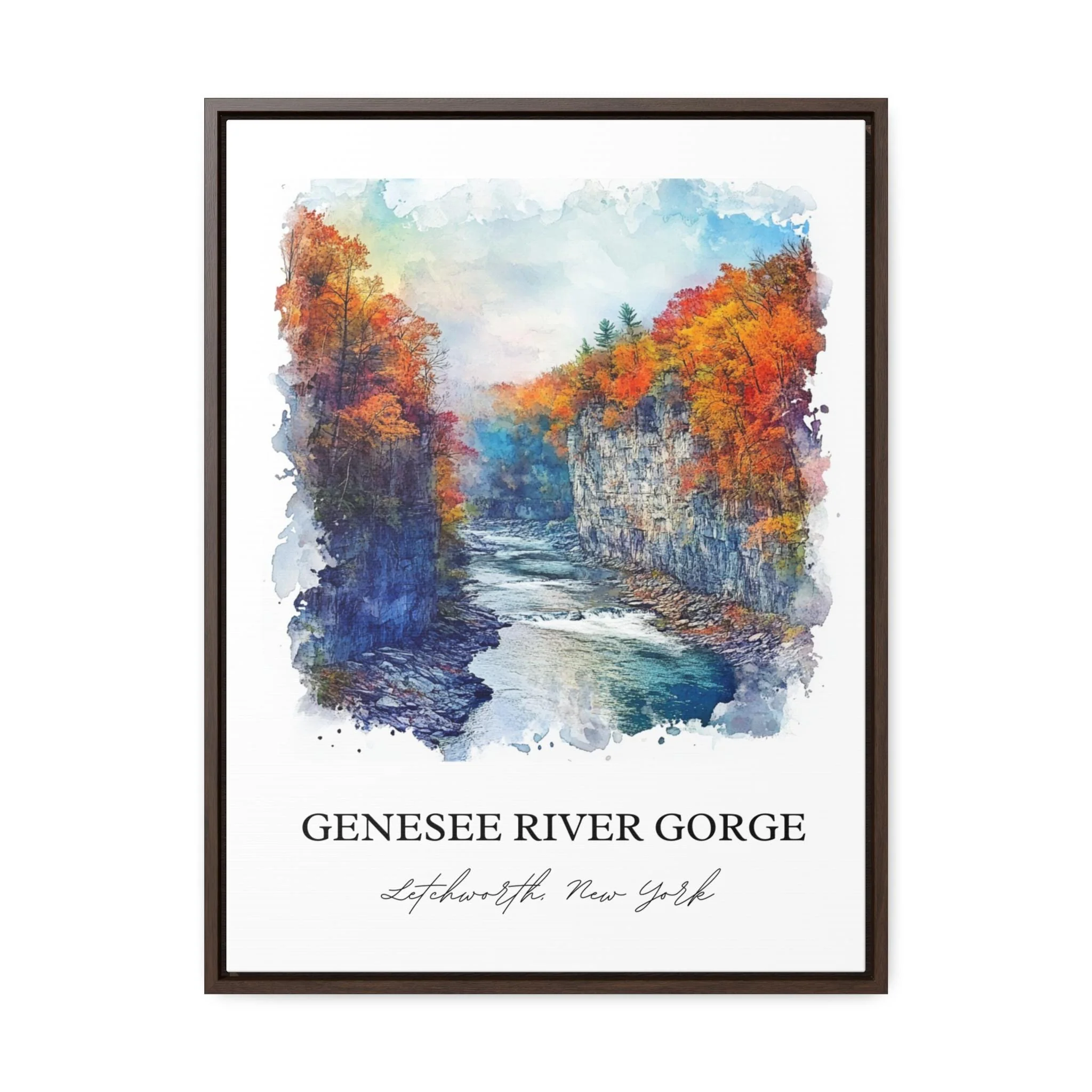 Rochester, USA – Genesee River Gorge Watercolor Art Print - Image 7