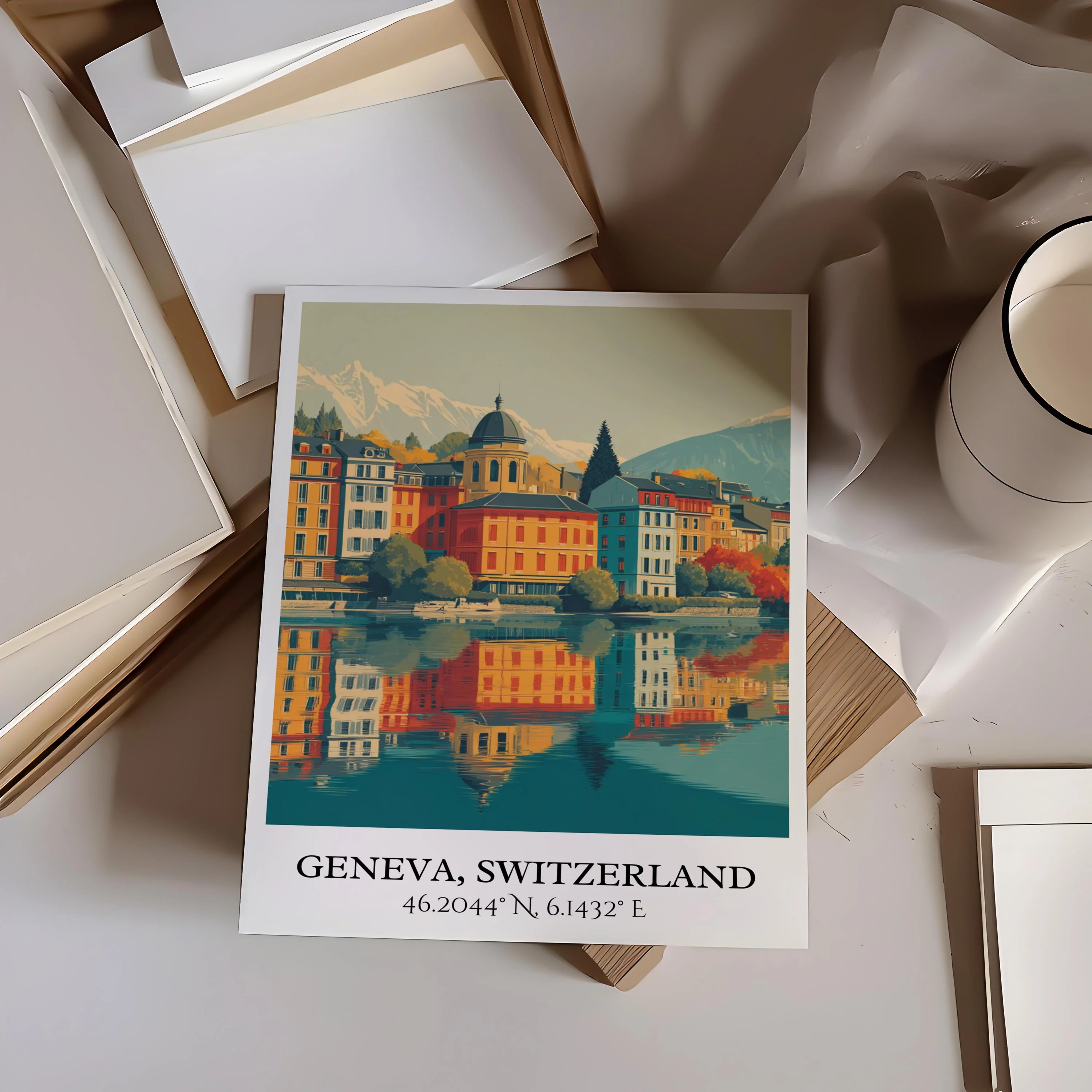 Geneva, Switzerland – Watercolor Art Print - Image 4