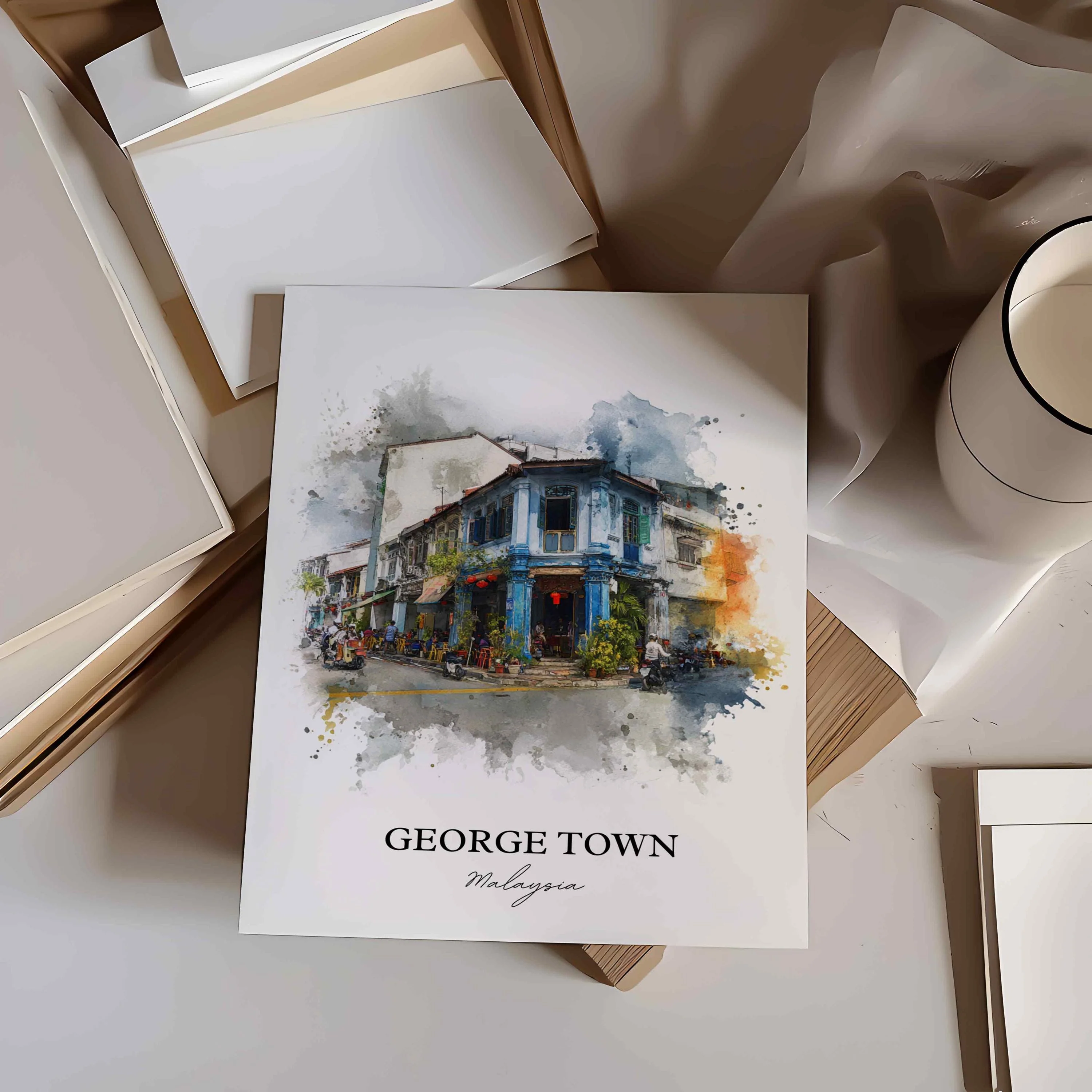 George Town, Malaysia – Watercolor Art Print - Image 3