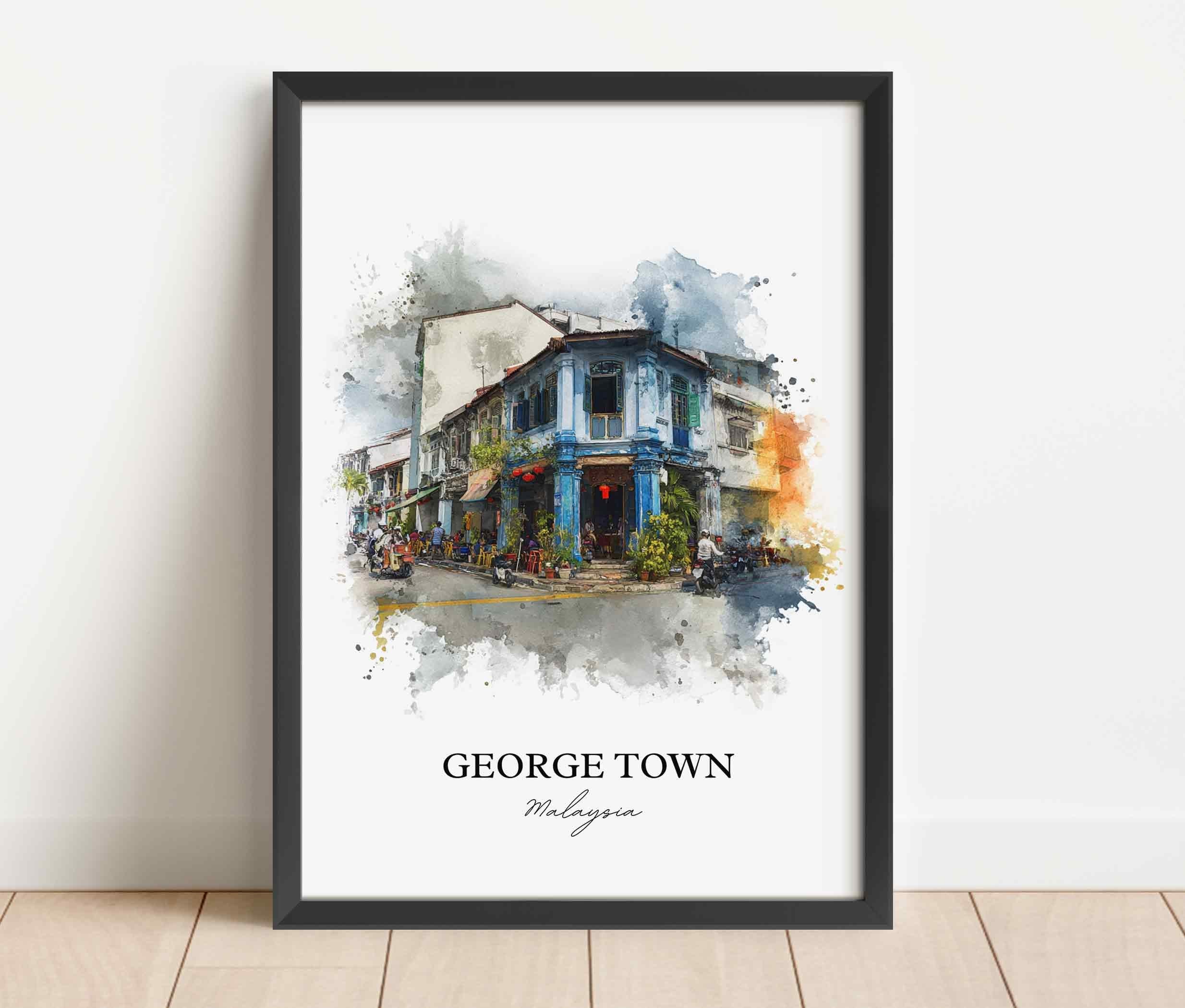 George Town, Malaysia – Watercolor Art Print - Image 7