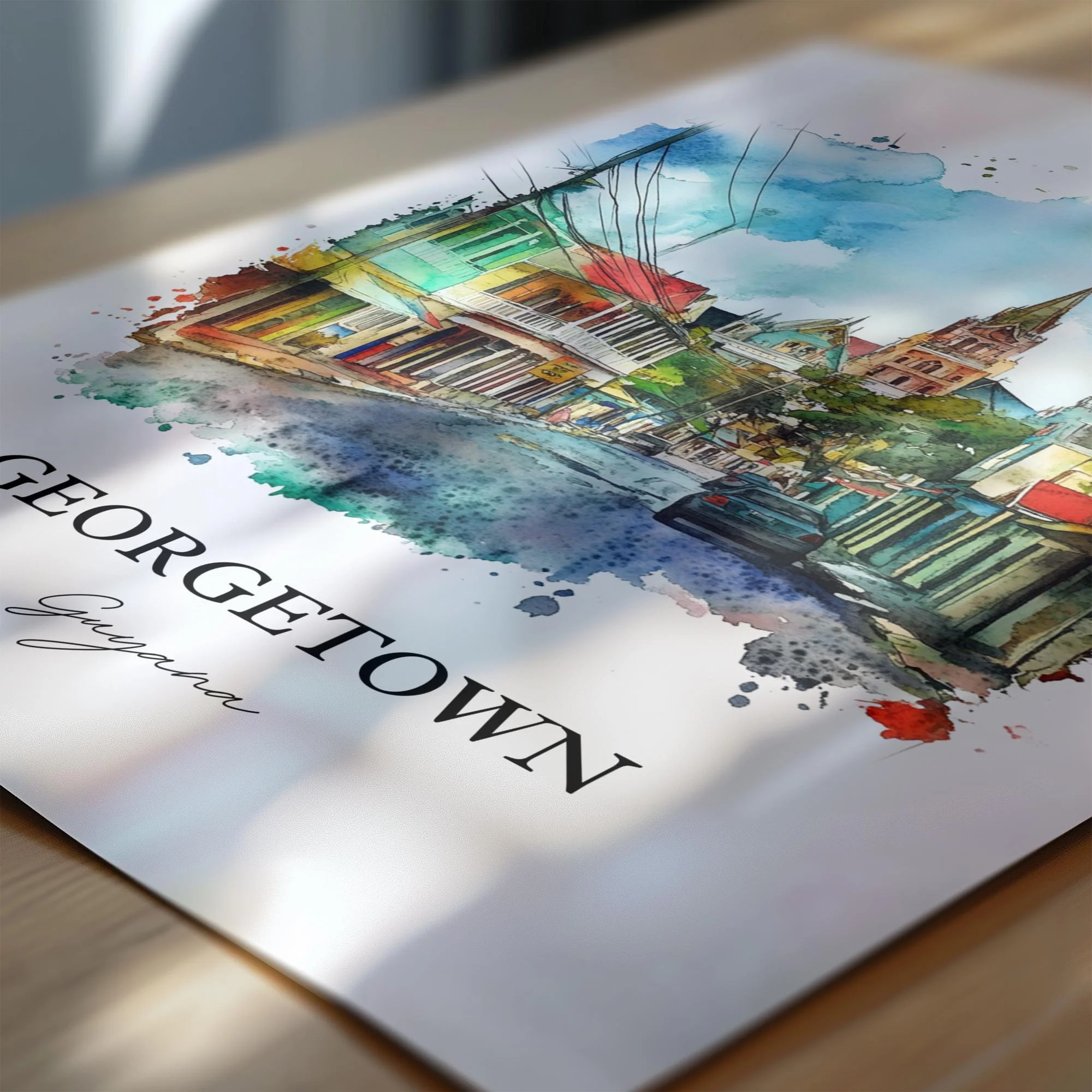 Georgetown, Guyana – Watercolor Art Print - Image 2