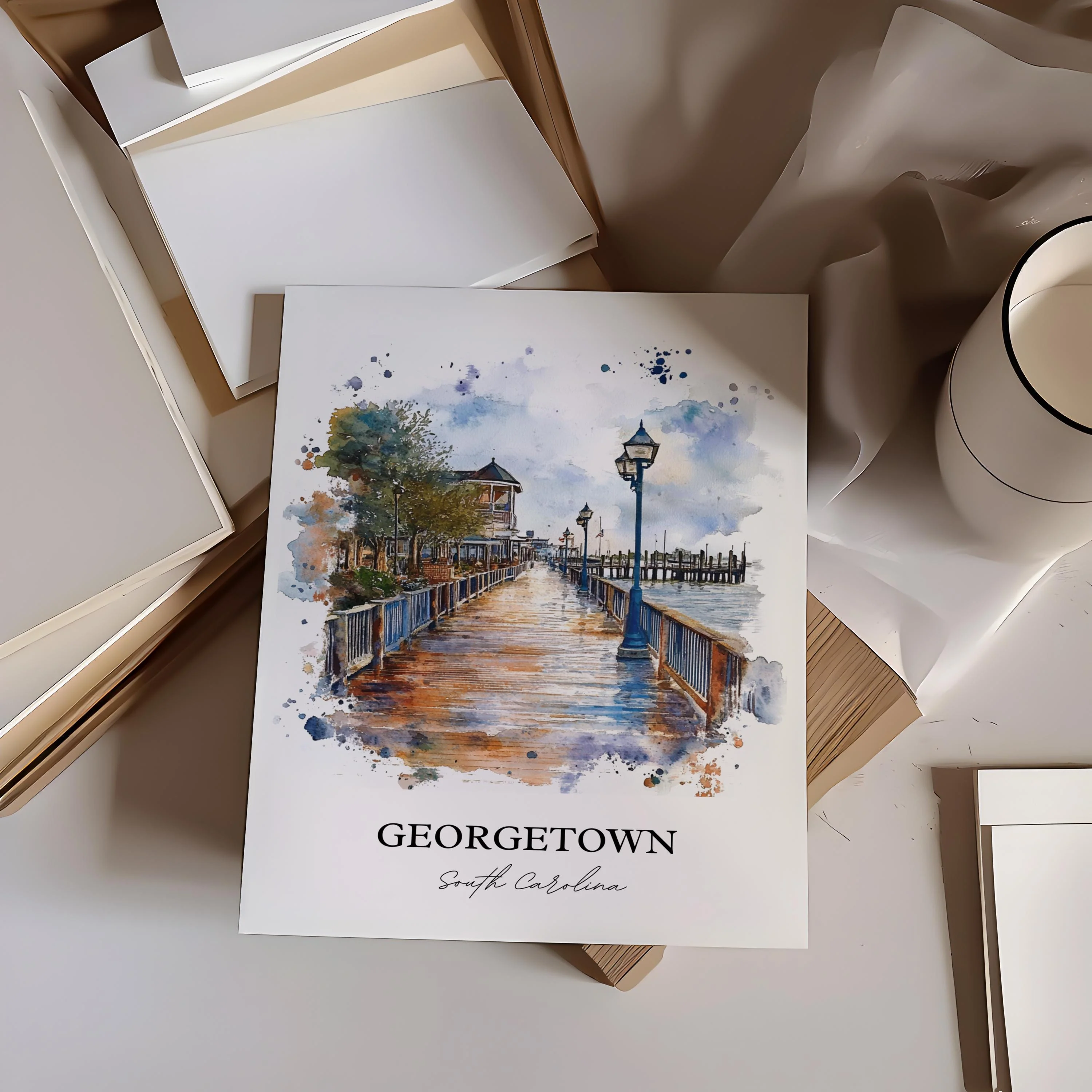 Georgetown, South Carolina, USA – Watercolor Art Print - Image 3