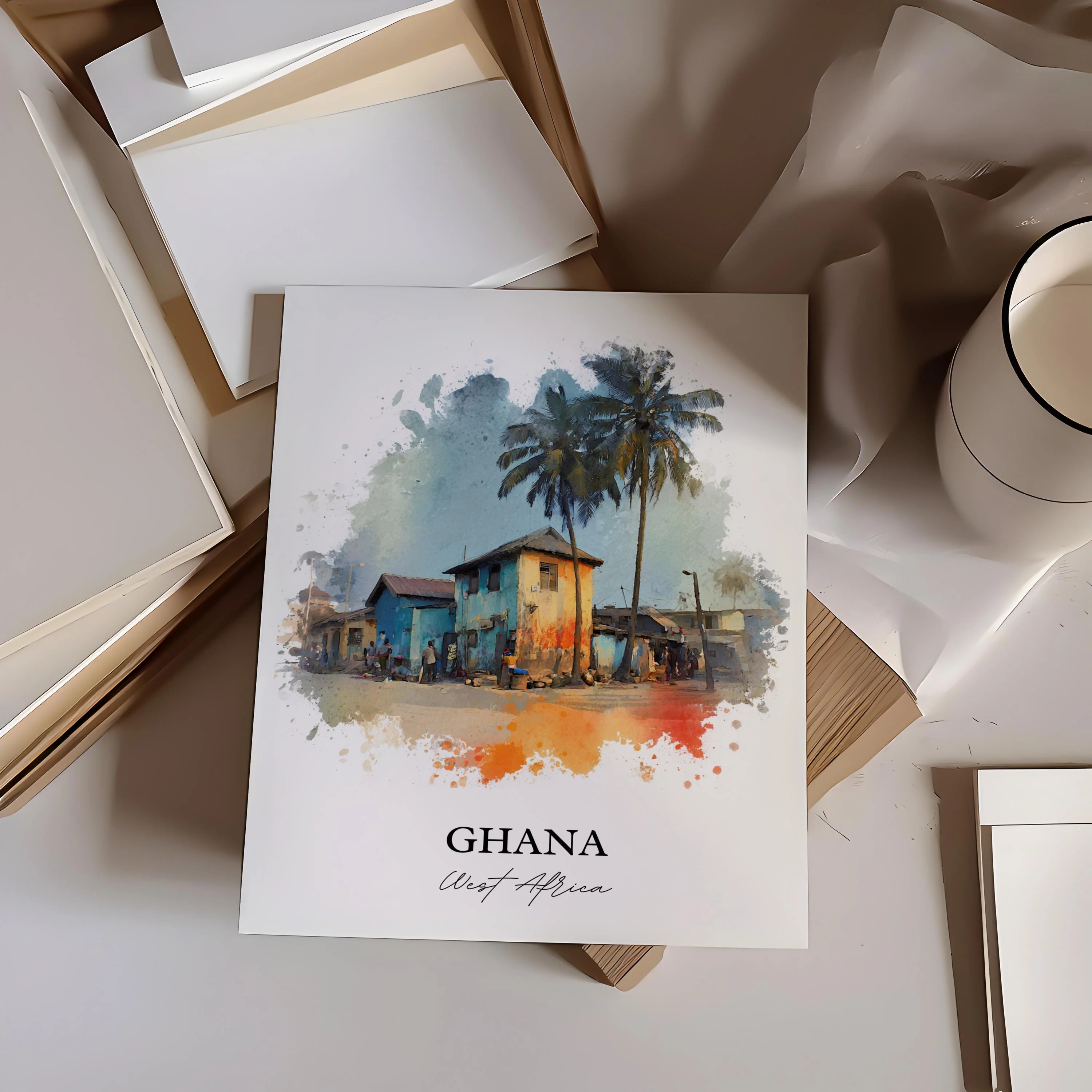 Ghana, Ghana – Watercolor Art Print - Image 5