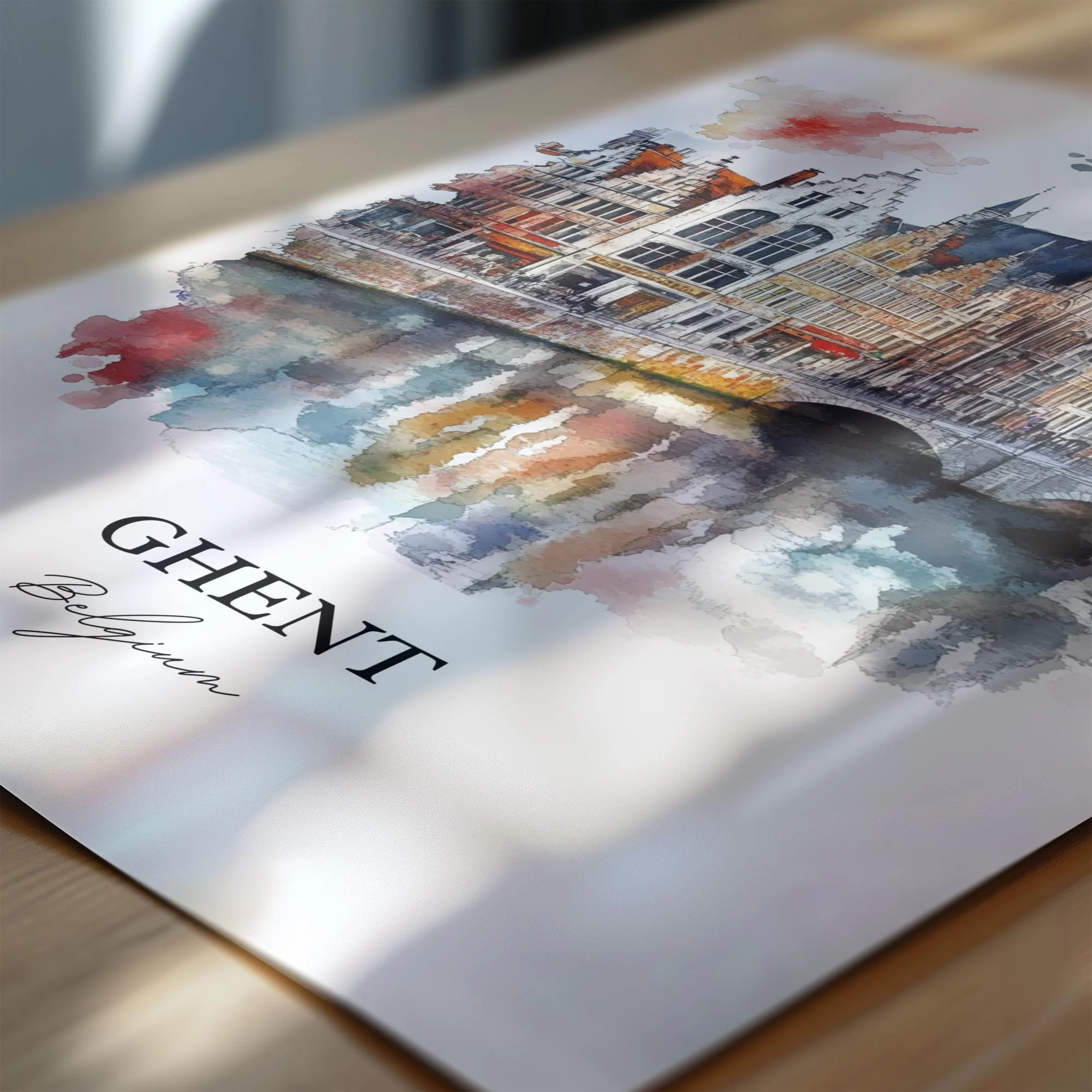 Ghent, Belgium – Watercolor Art Print - Image 2