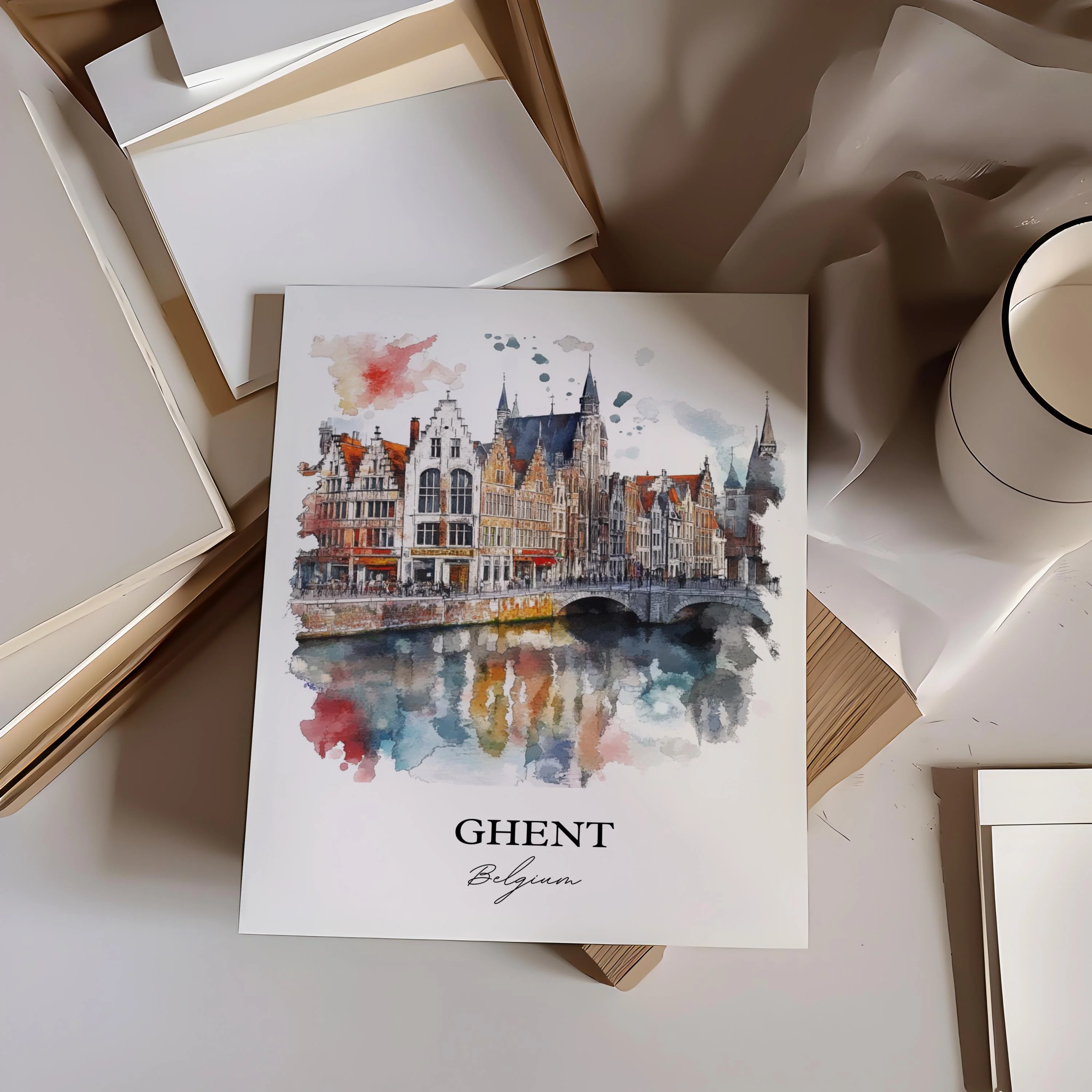 Ghent, Belgium – Watercolor Art Print - Image 5