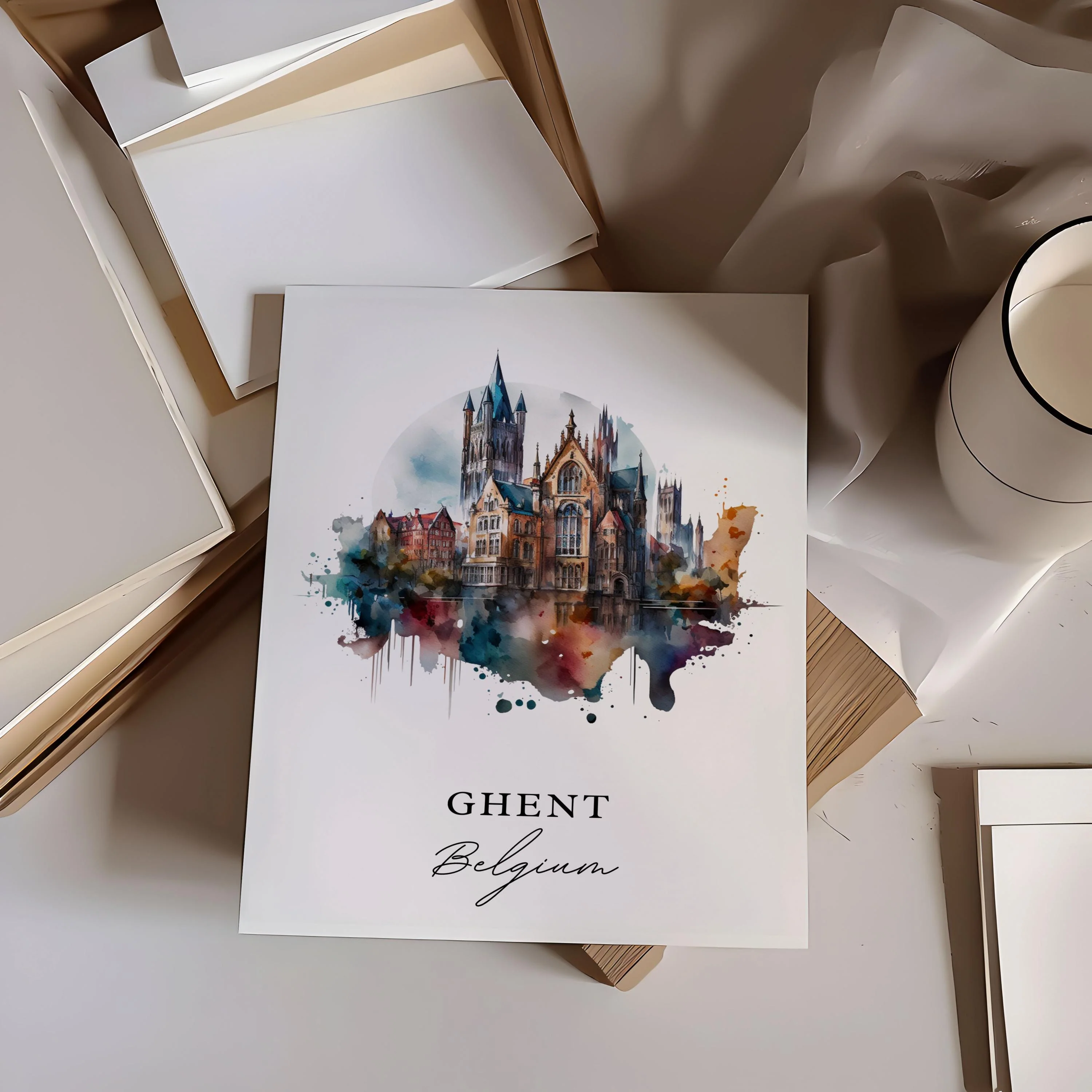 Ghent, Belgium – Watercolor Art Print - Image 3