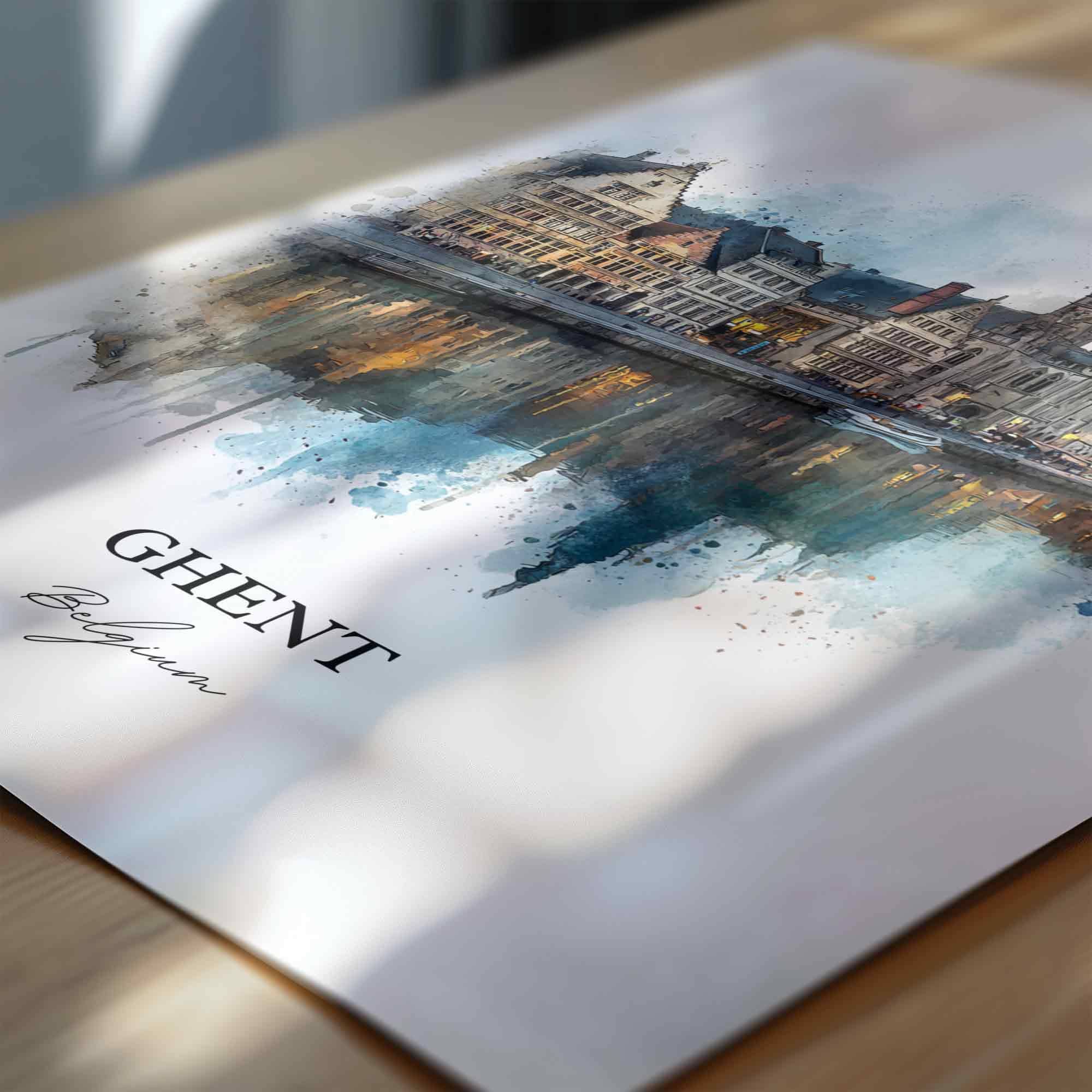 Ghent, Belgium – Watercolor Art Print - Image 2