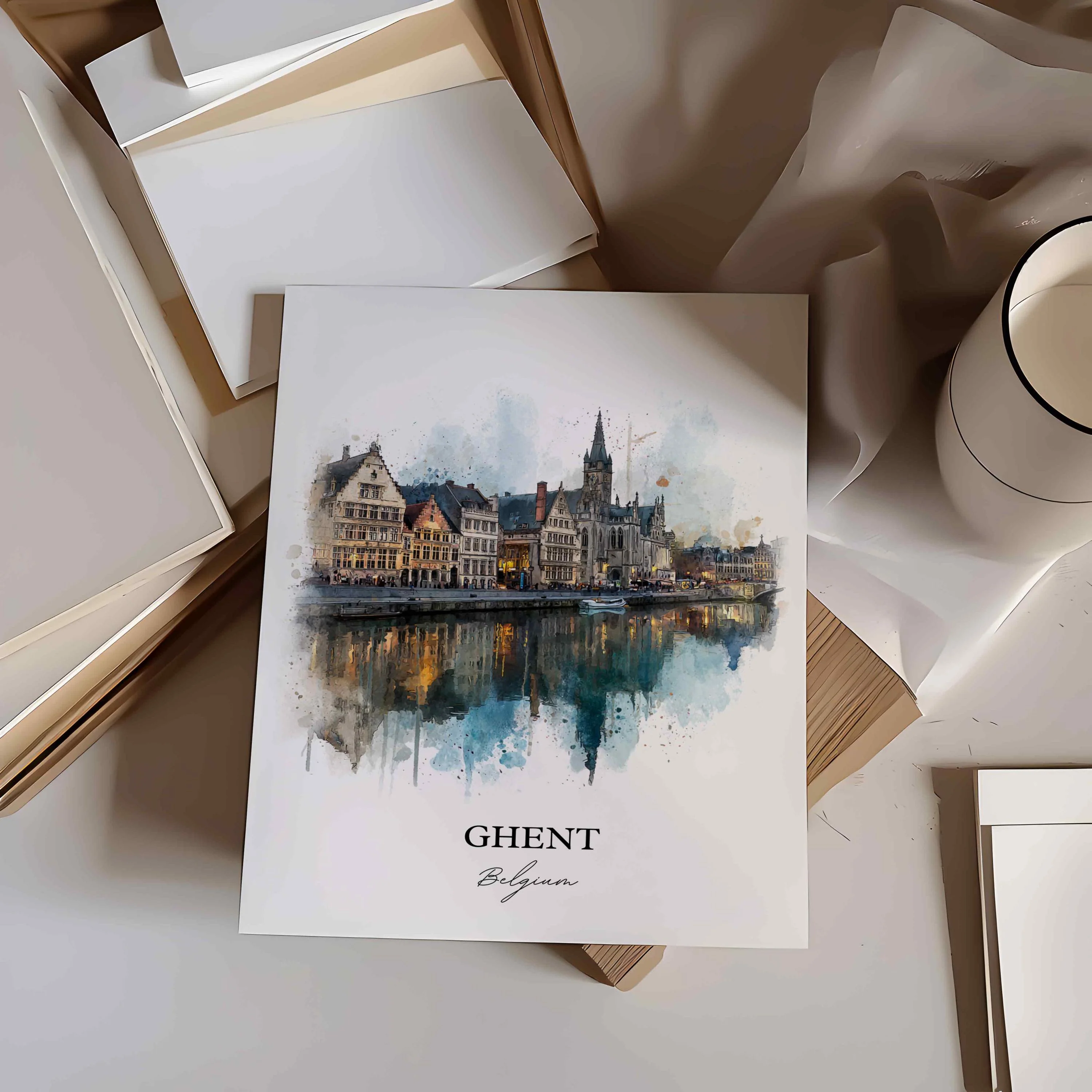 Ghent, Belgium – Watercolor Art Print - Image 8