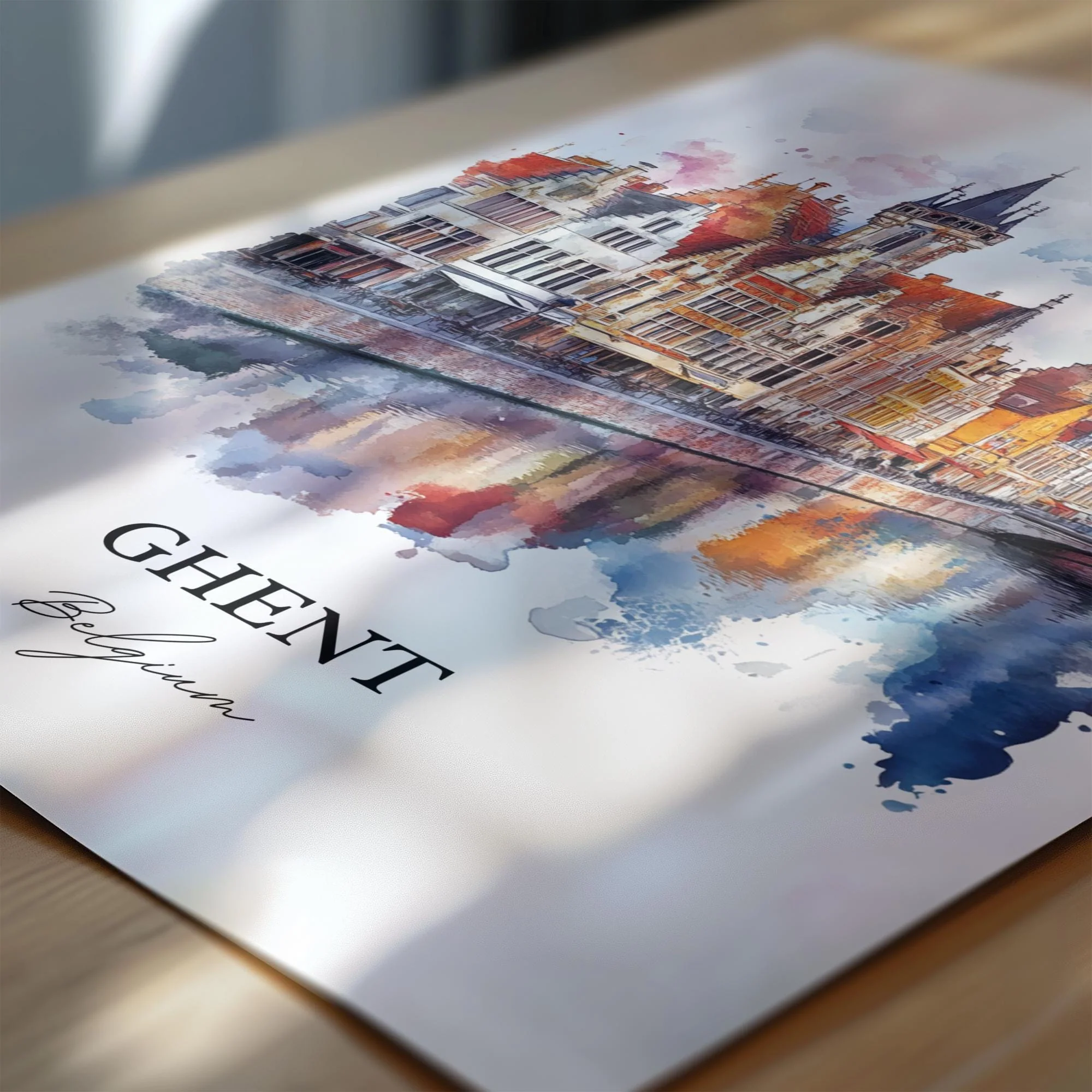 Ghent, Belgium – Watercolor Art Print - Image 2