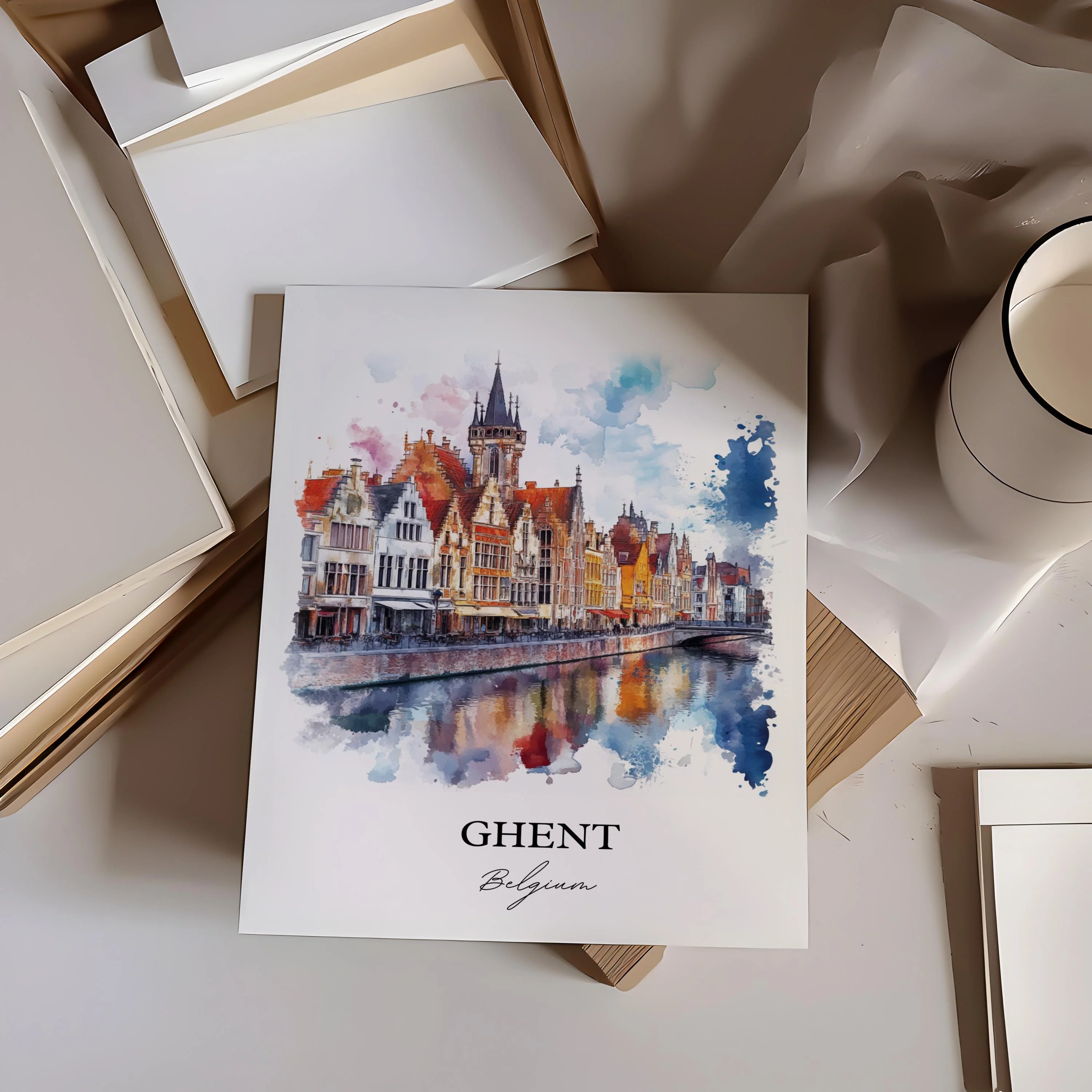Ghent, Belgium – Watercolor Art Print - Image 5