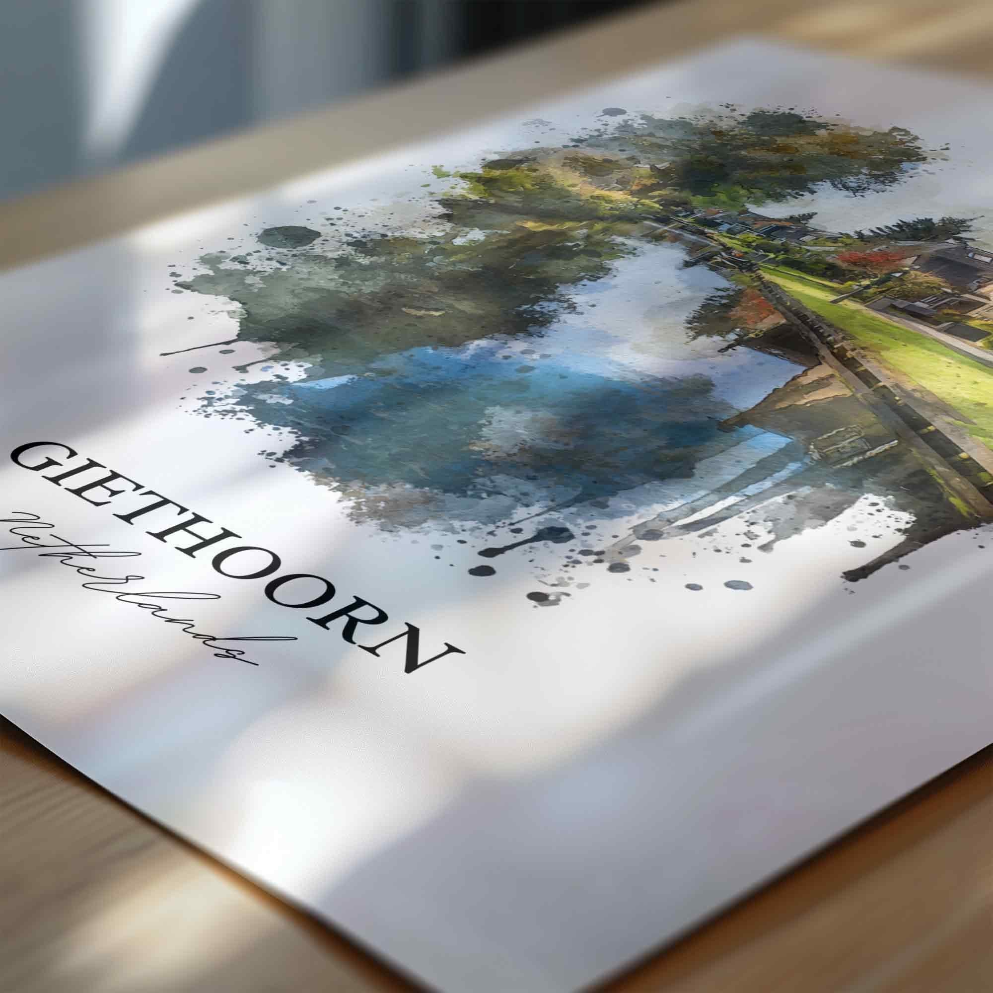 Giethoorn, Netherlands – Watercolor Art Print - Image 2