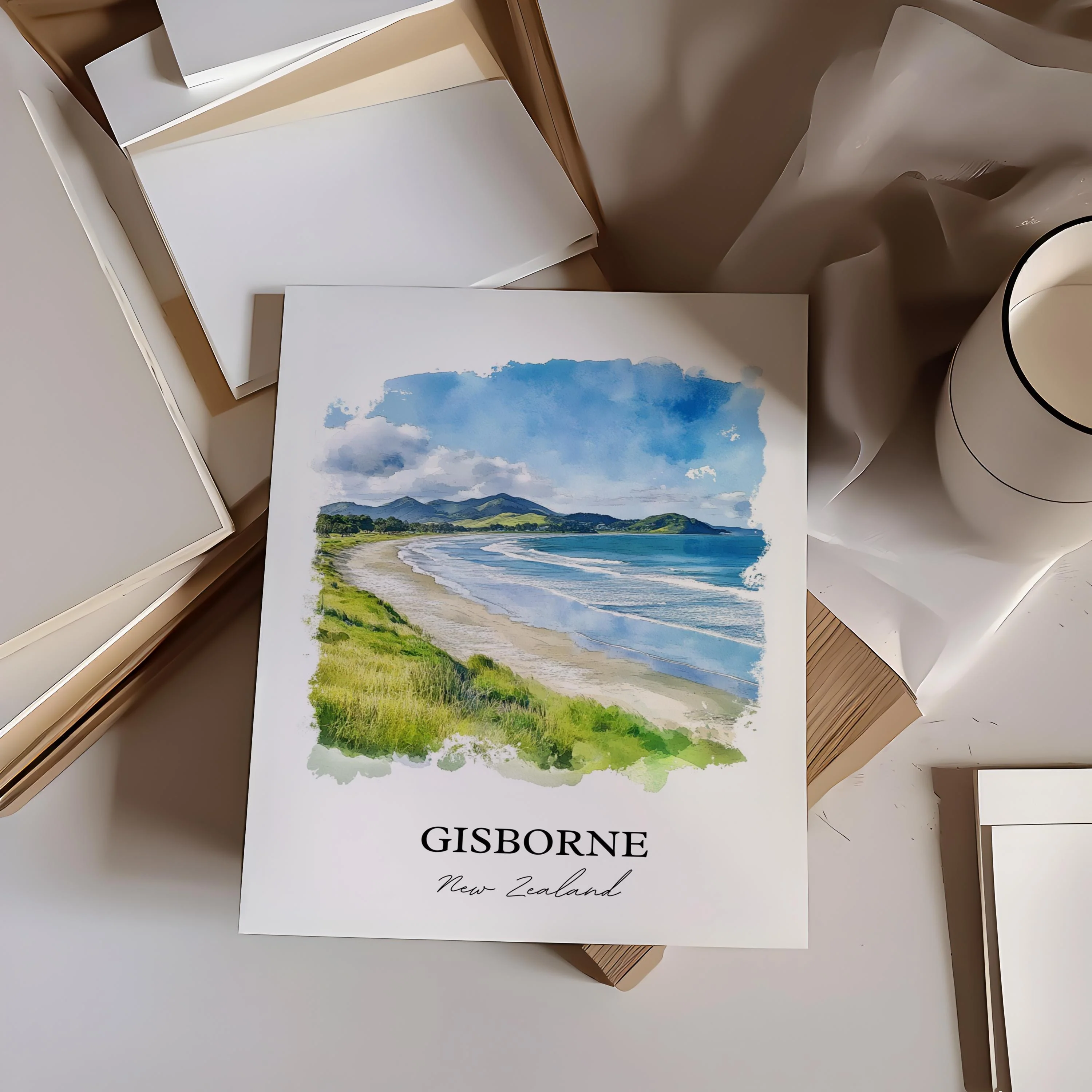 Gisborne, New Zealand – Watercolor Art Print - Image 4