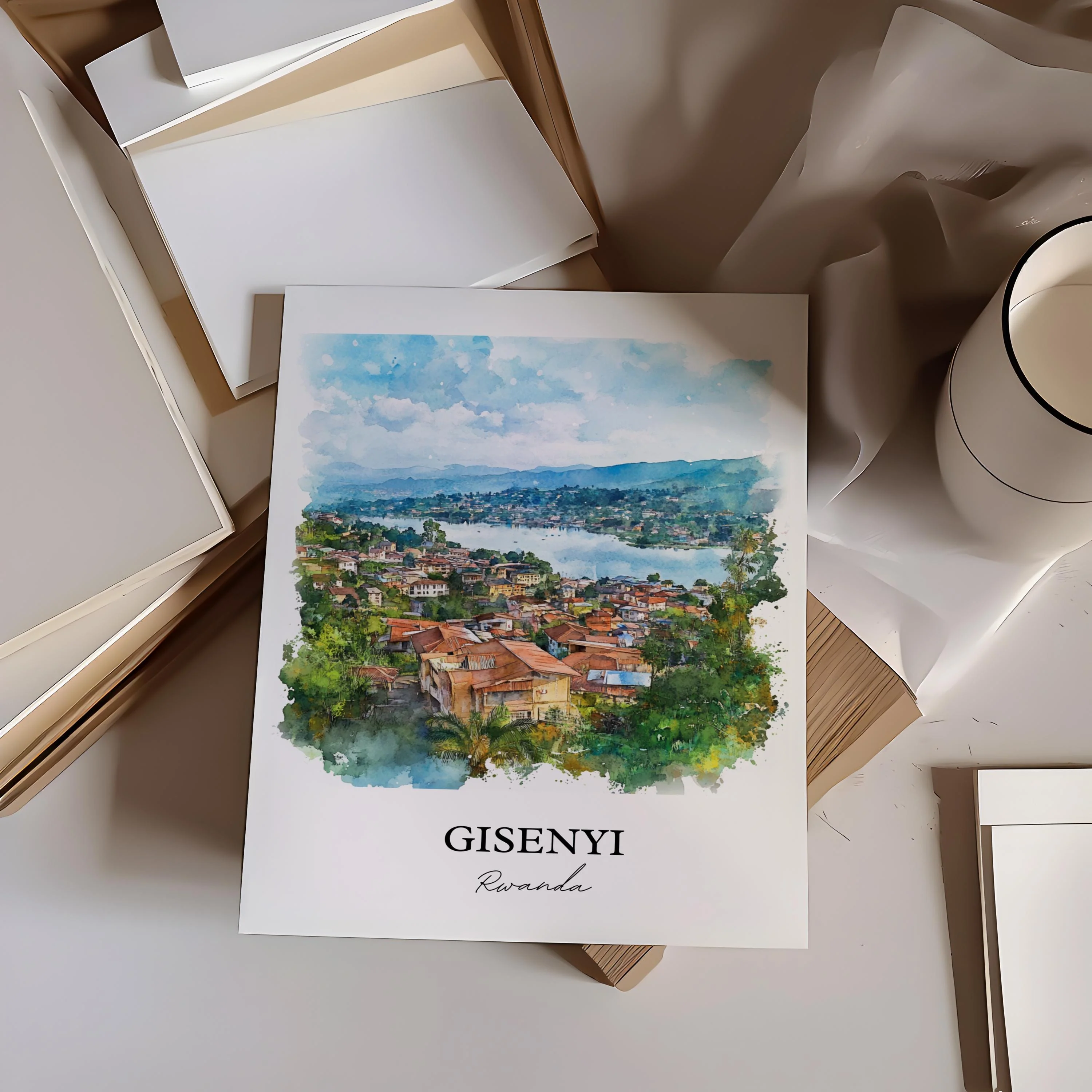 Gisenyi, Rwanda – Watercolor Art Print - Image 4
