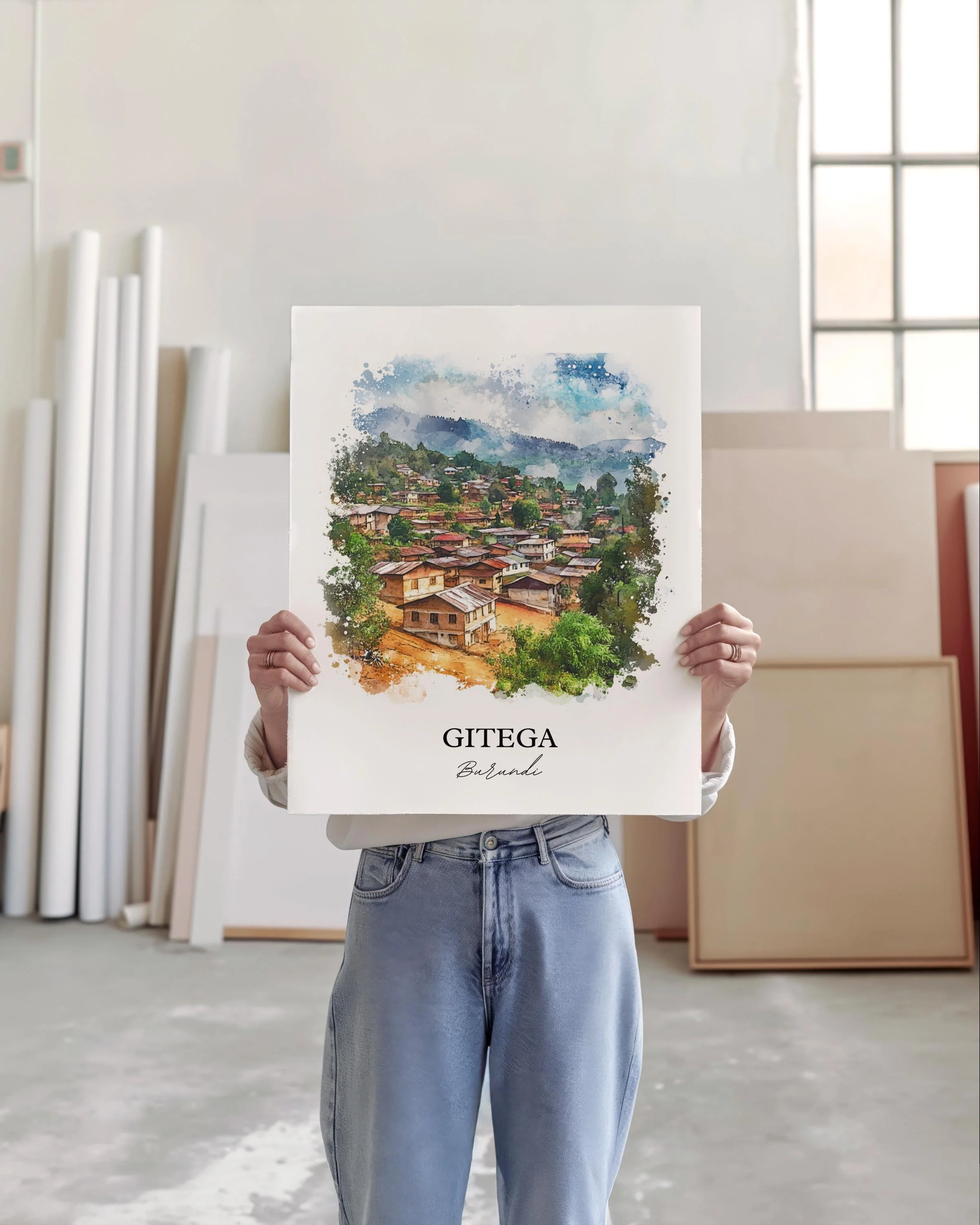 Gitega, Burundi – Watercolor Art Print - Image 4