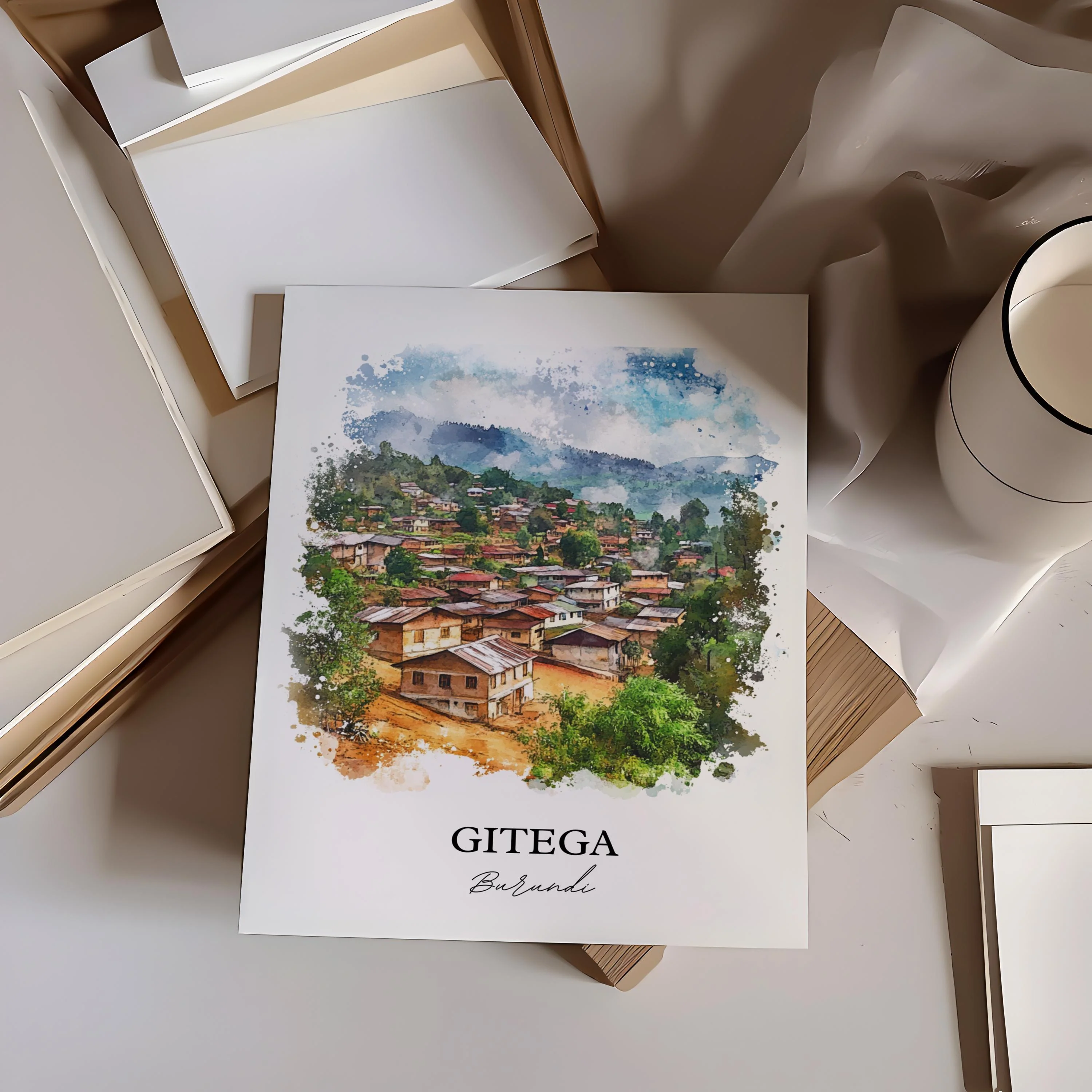 Gitega, Burundi – Watercolor Art Print - Image 5