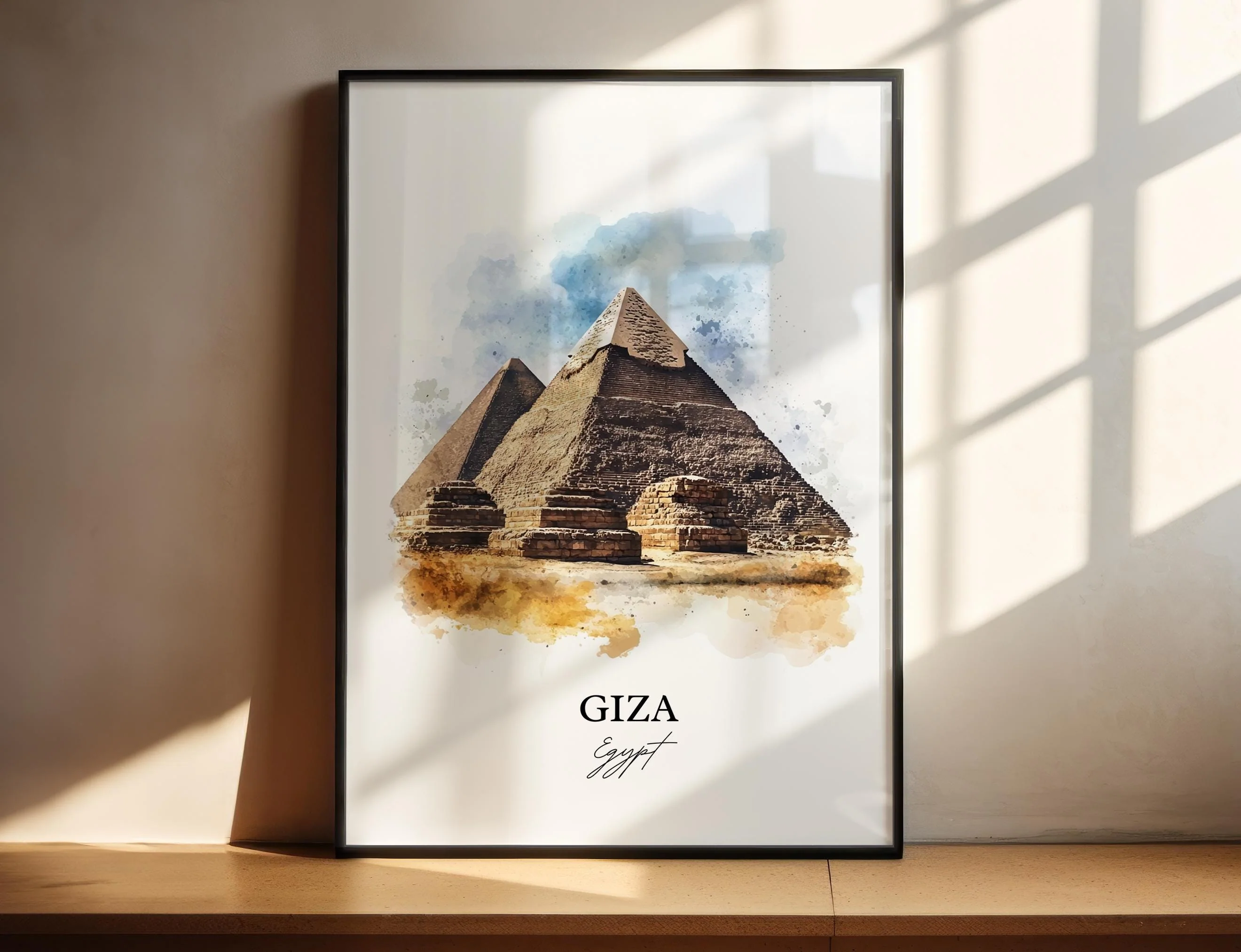 Giza, Egypt – Watercolor Art Print of the Pyramids of Giza