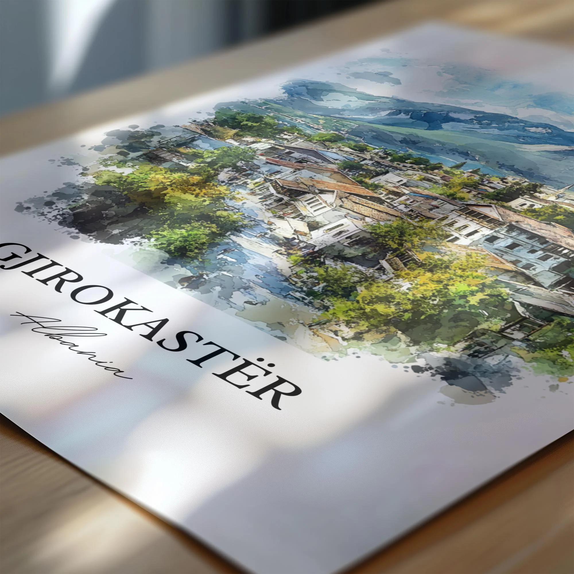 Gjirokastër, Albania – Watercolor Art Print - Image 2