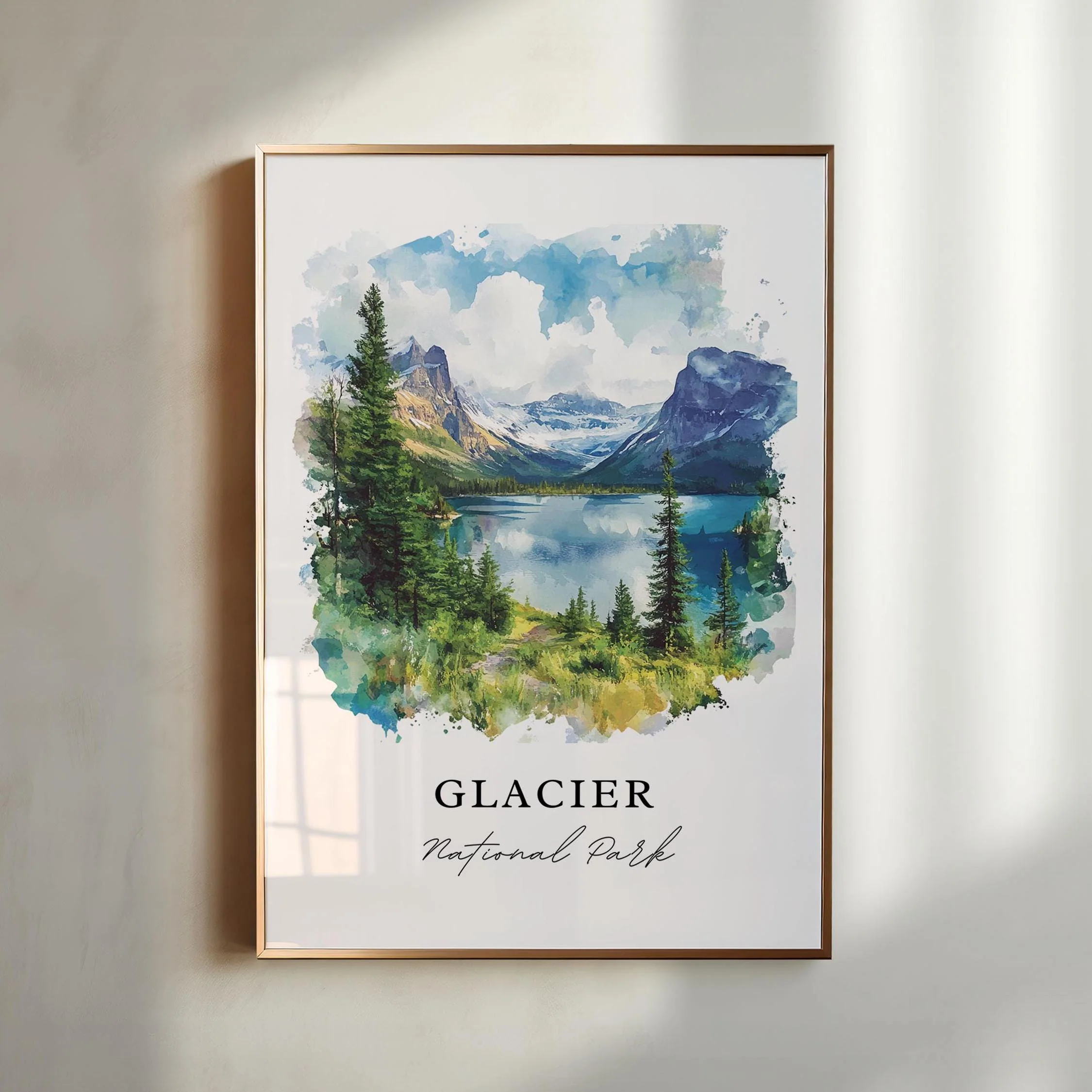 Glacier National Park, USA – Watercolor Art Print