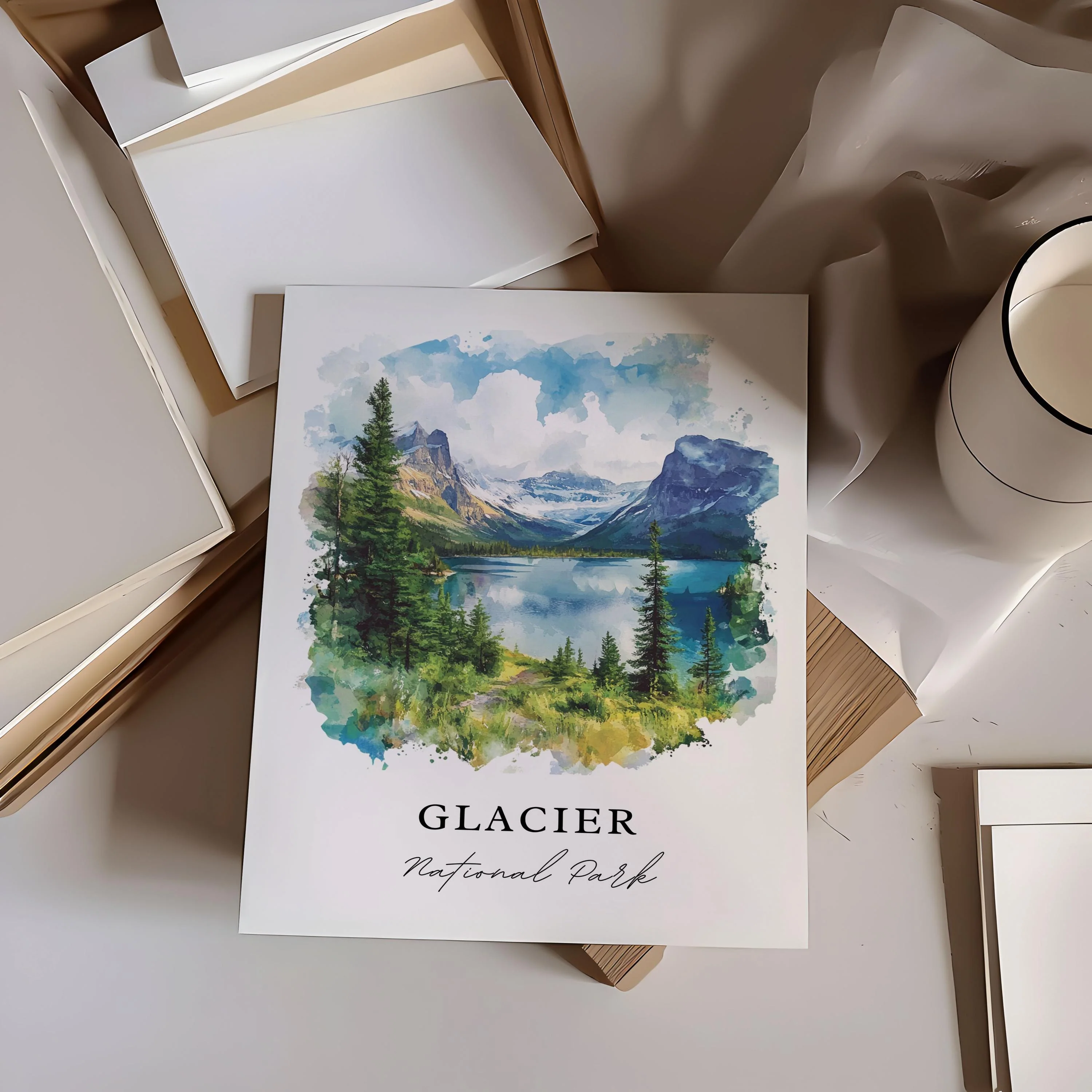Glacier National Park, USA – Watercolor Art Print - Image 2