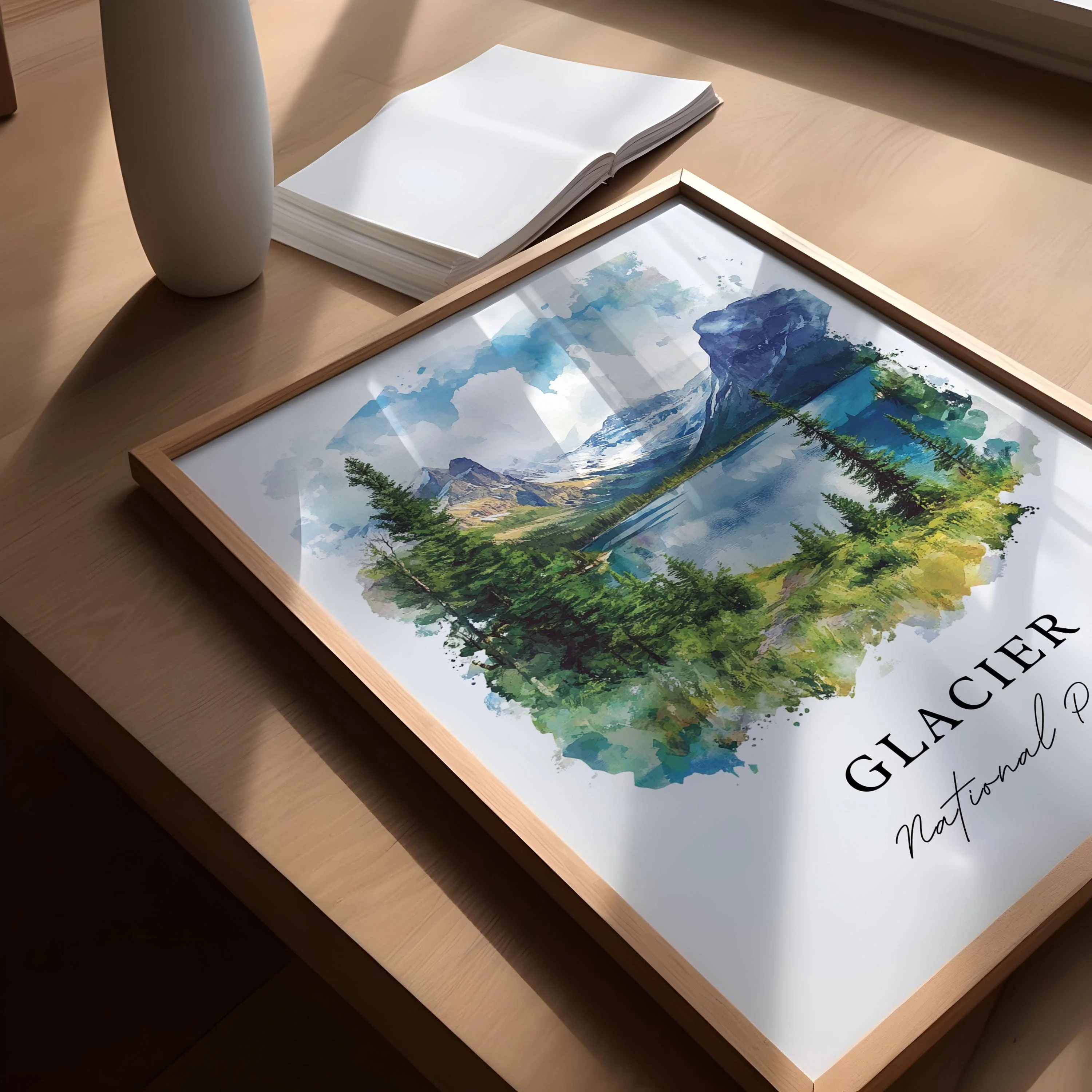Glacier National Park, USA – Watercolor Art Print - Image 3