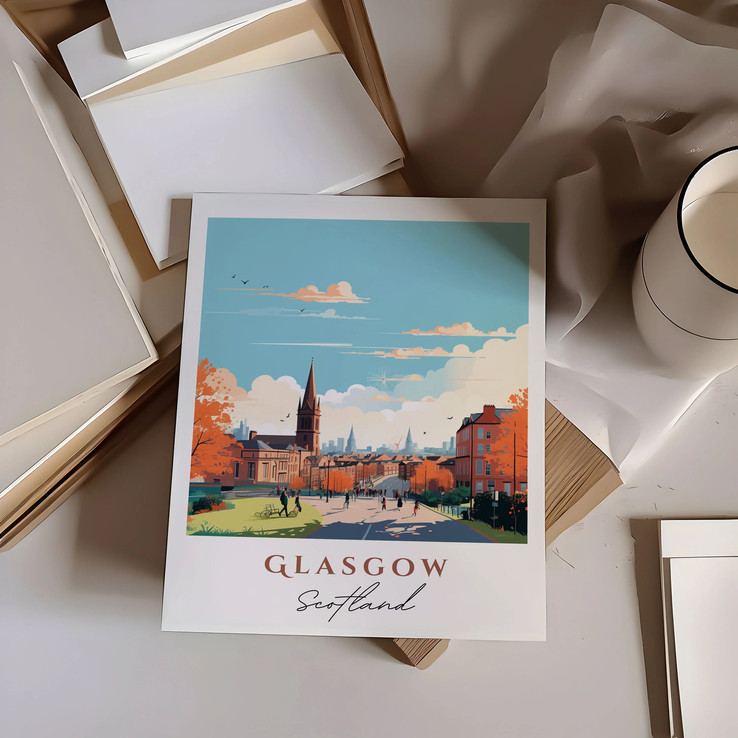 Glasgow, Scotland – Watercolor Art Print - Image 3