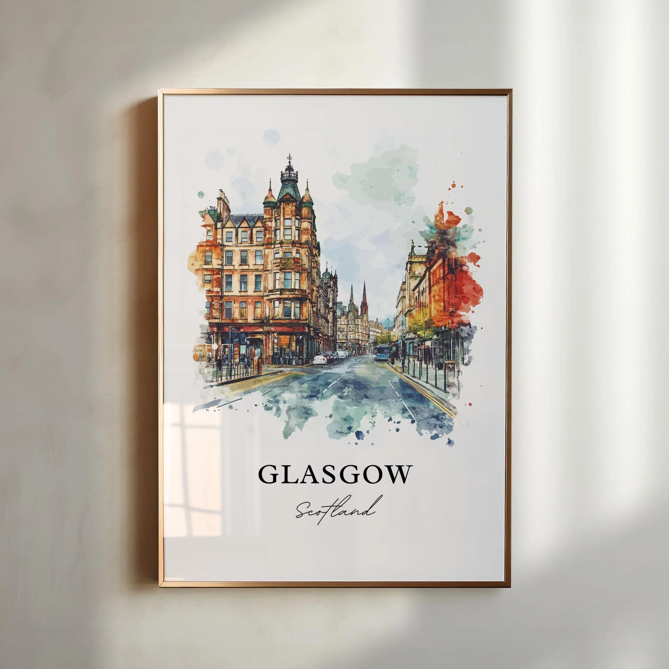 Glasgow, Scotland – Watercolor Art Print