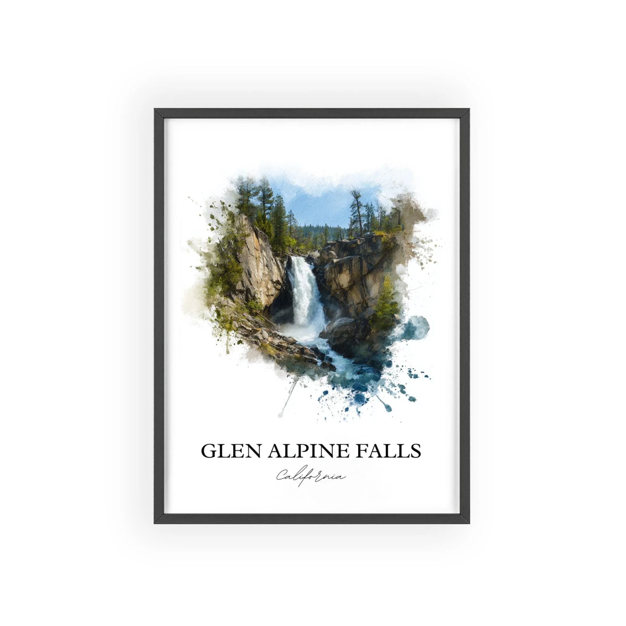 Glen Alpine Falls, USA – Watercolor Art Print - Image 7