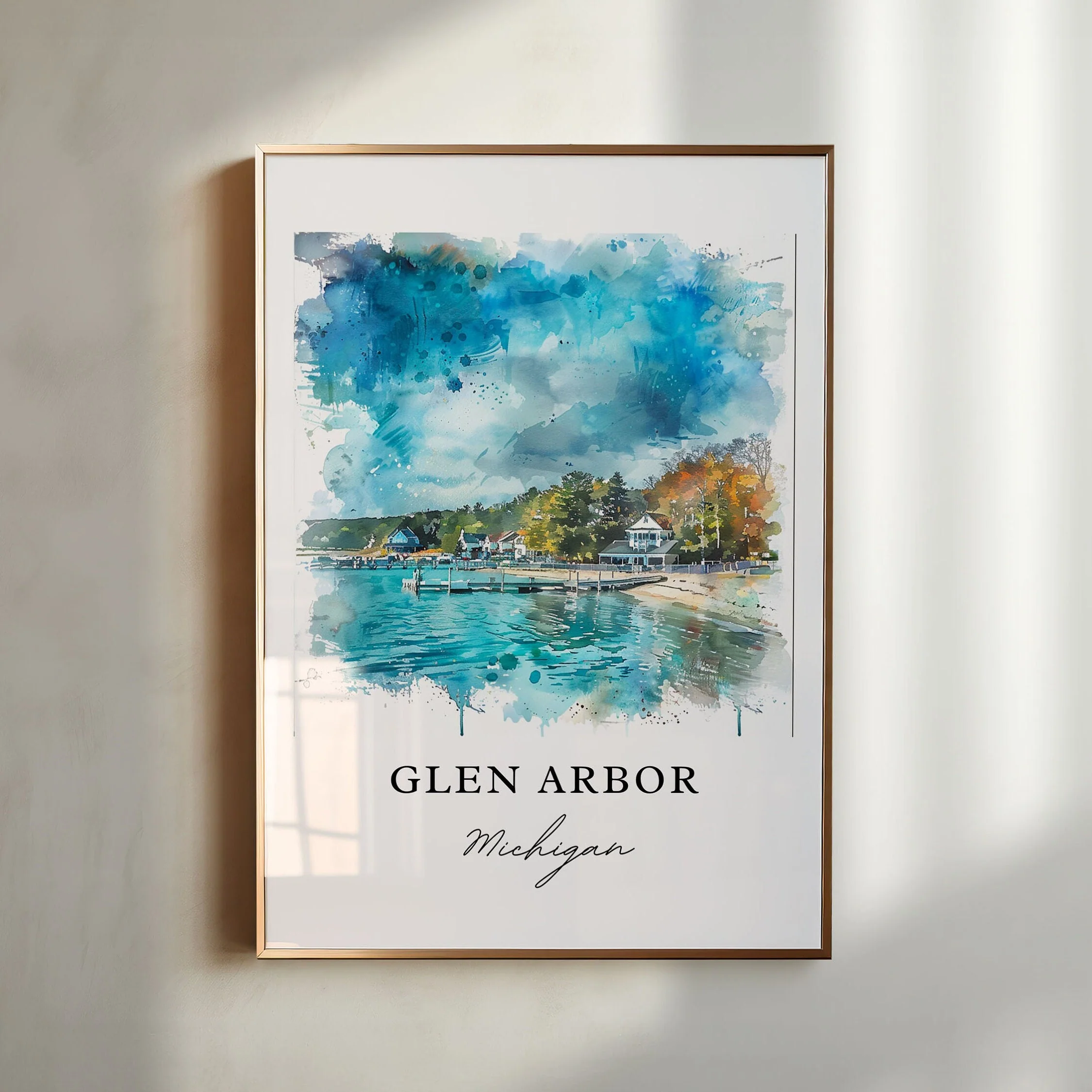 Glen Arbor, Michigan, Michigan – Watercolor Art Print