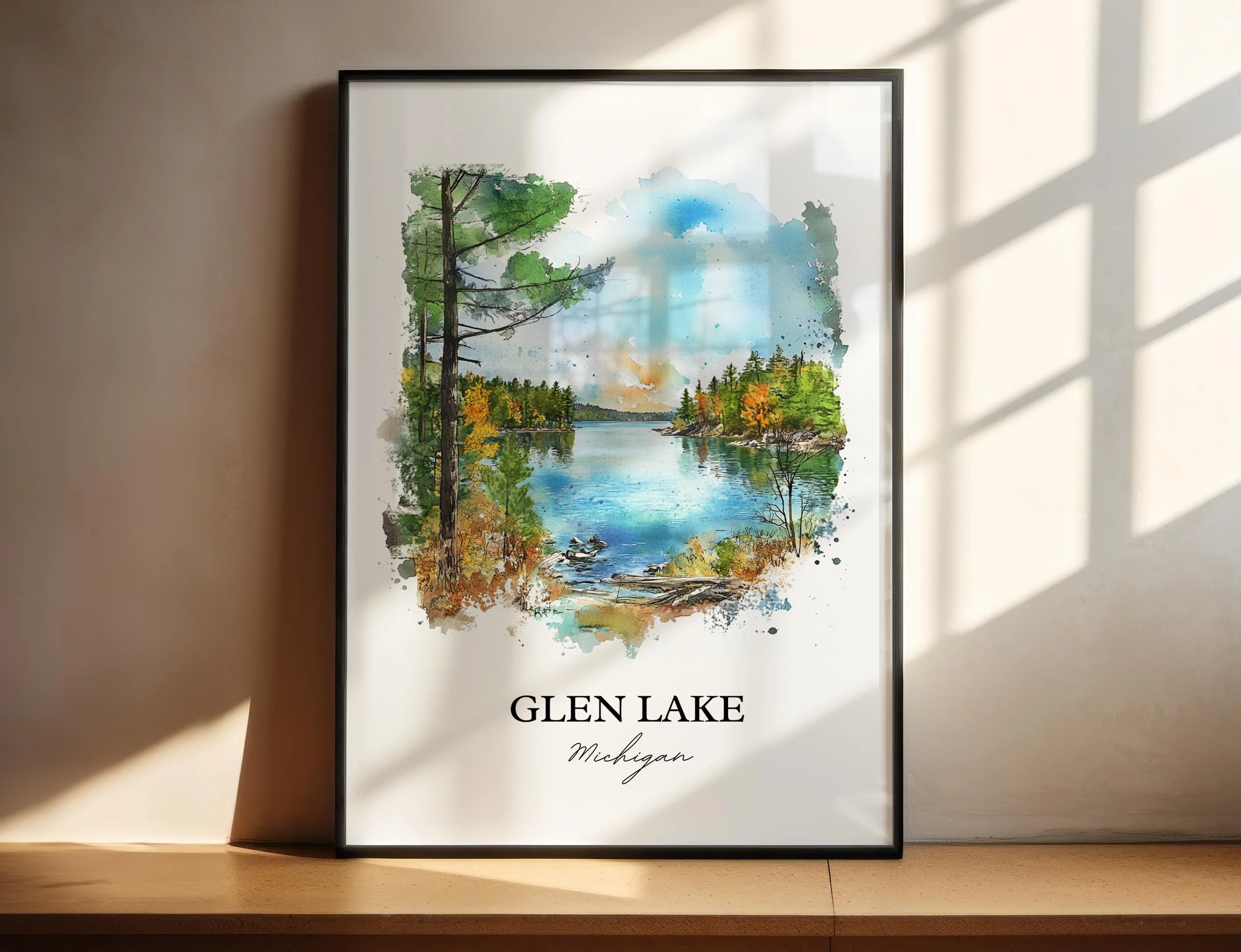 Glen Lake, Michigan, USA – Watercolor Art Print