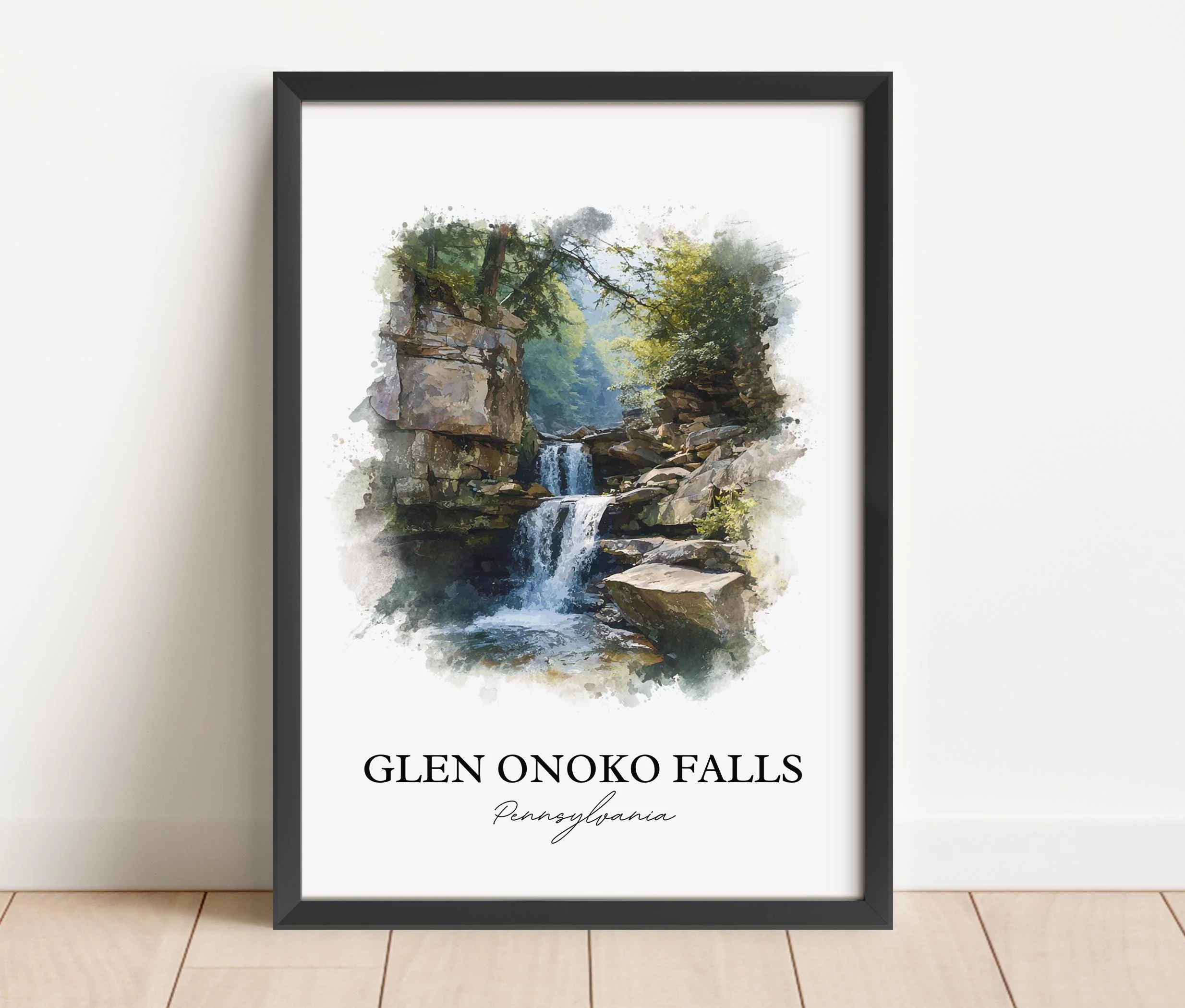 Glen Onoko Falls, United States – Watercolor Art Print - Image 6