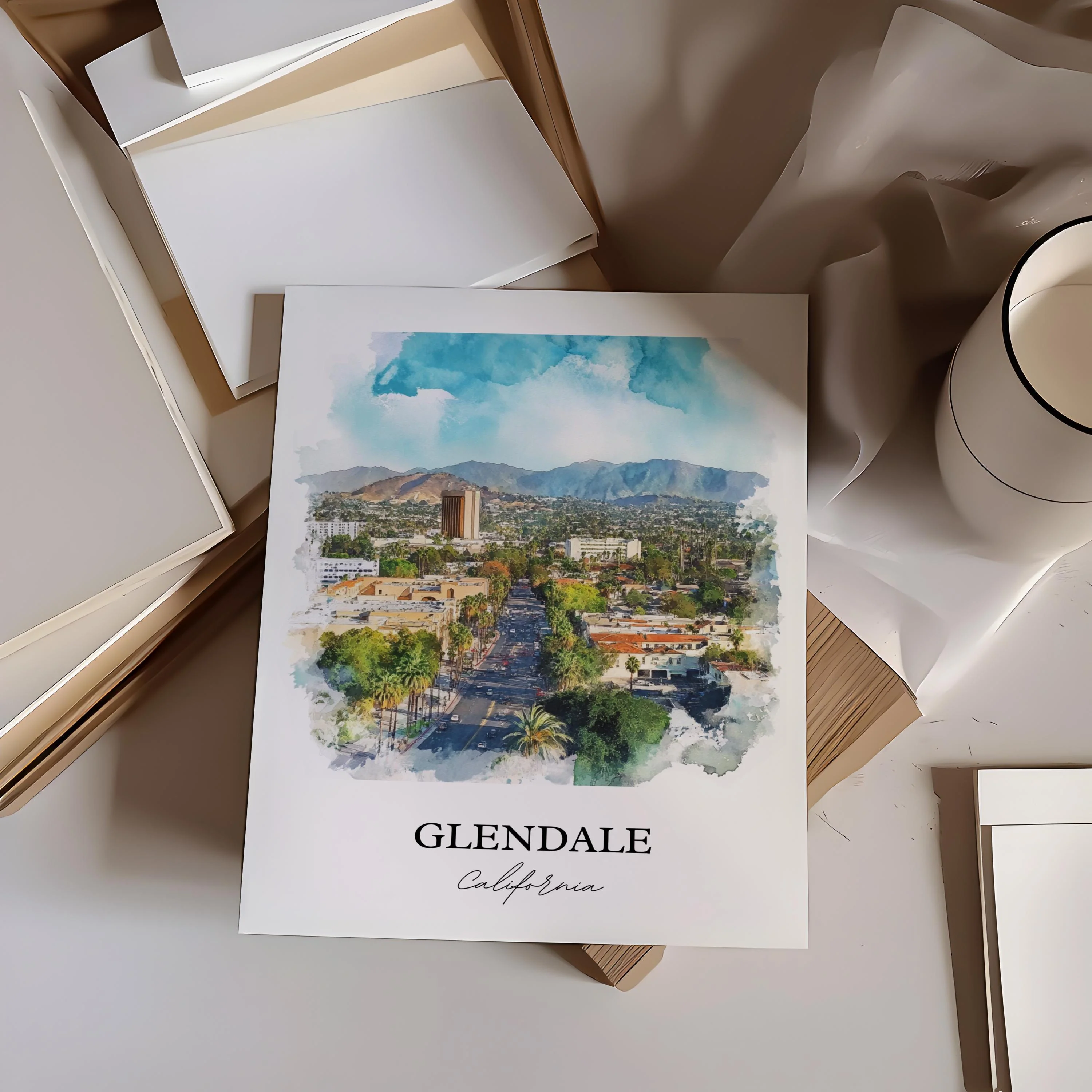 Glendale, USA – Watercolor Art Print - Image 5