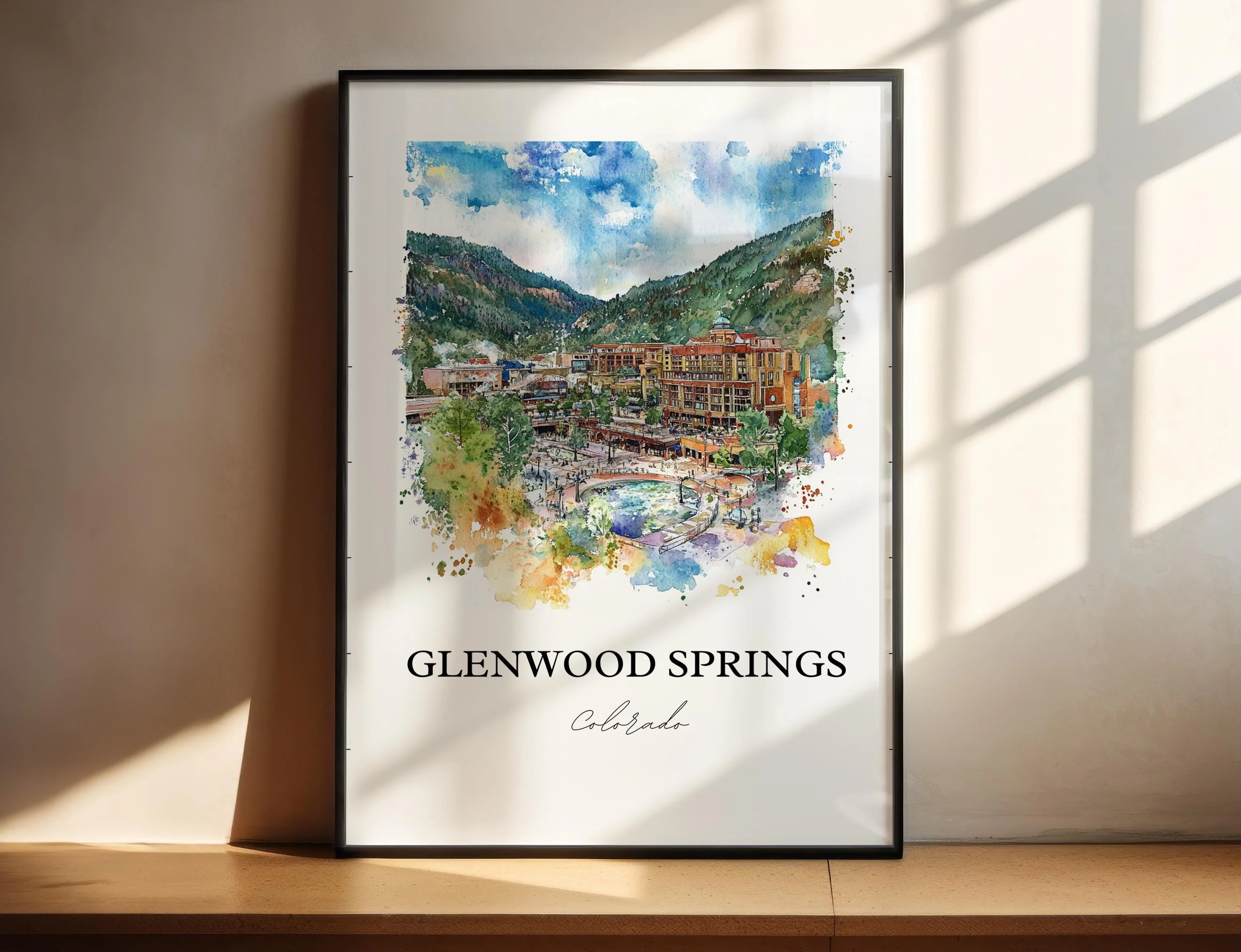 Glenwood Springs, USA – Watercolor Art Print of White River National Forest