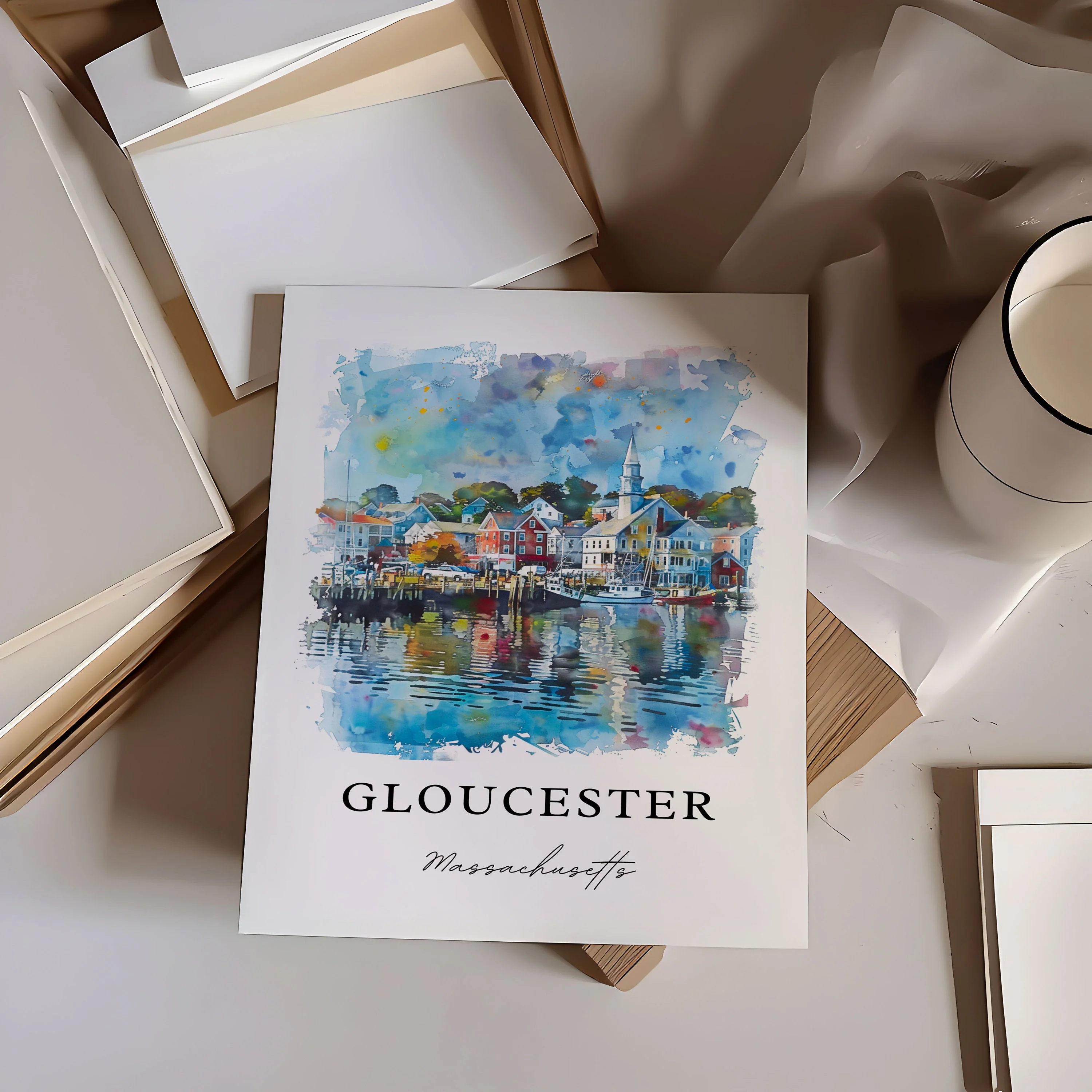 Gloucester, Massachusetts, Massachusetts – Watercolor Art Print - Image 2