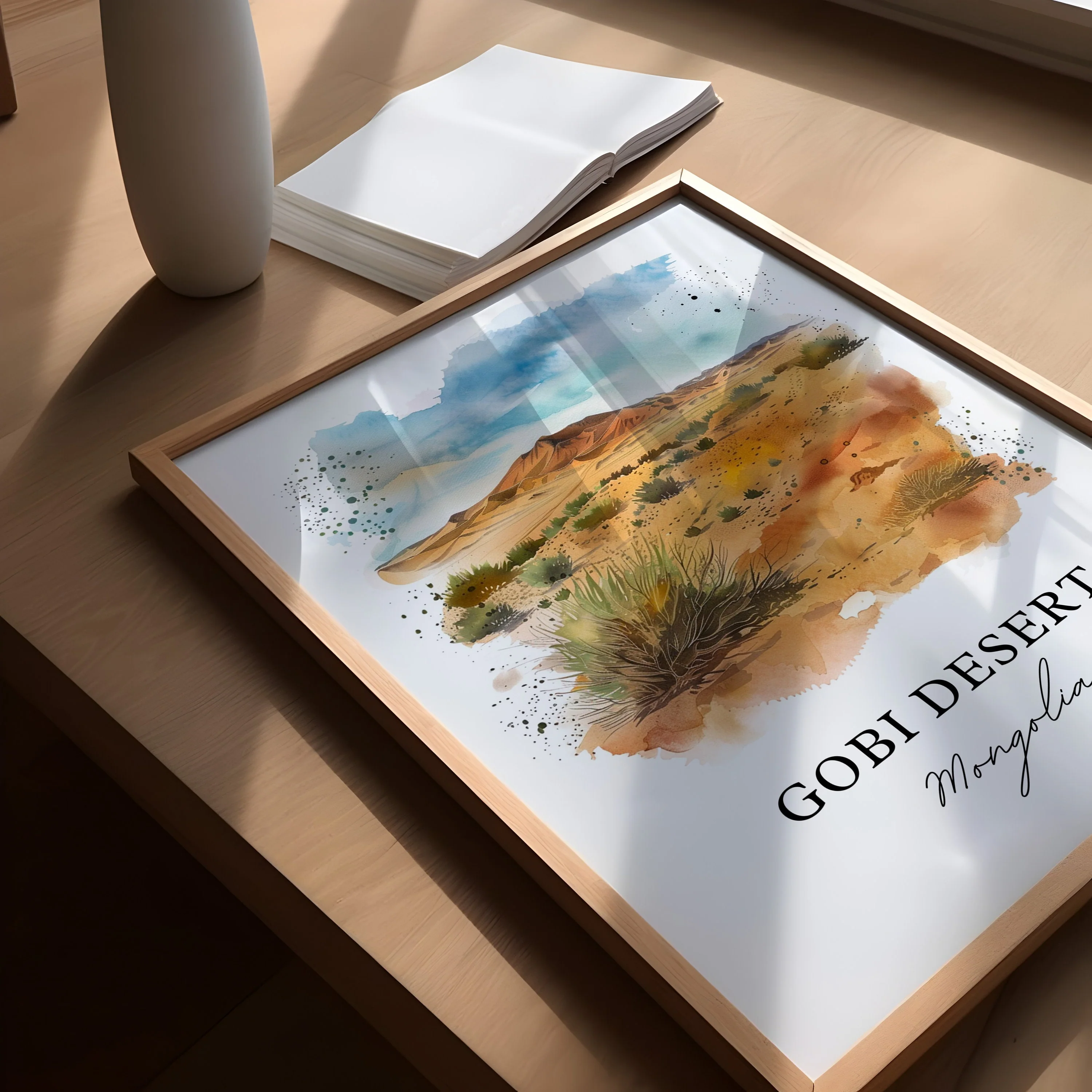 Gobi Desert, Mongolia – Watercolor Art Print - Image 3