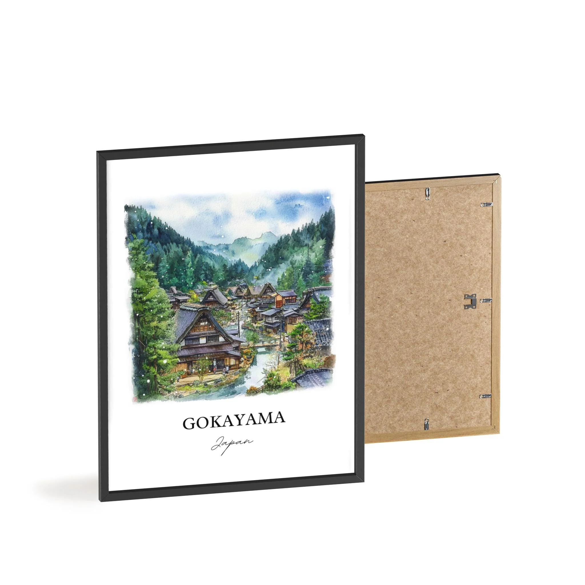 Gokayama, Japan – Watercolor Art Print of Shogawa River Valley - Image 8