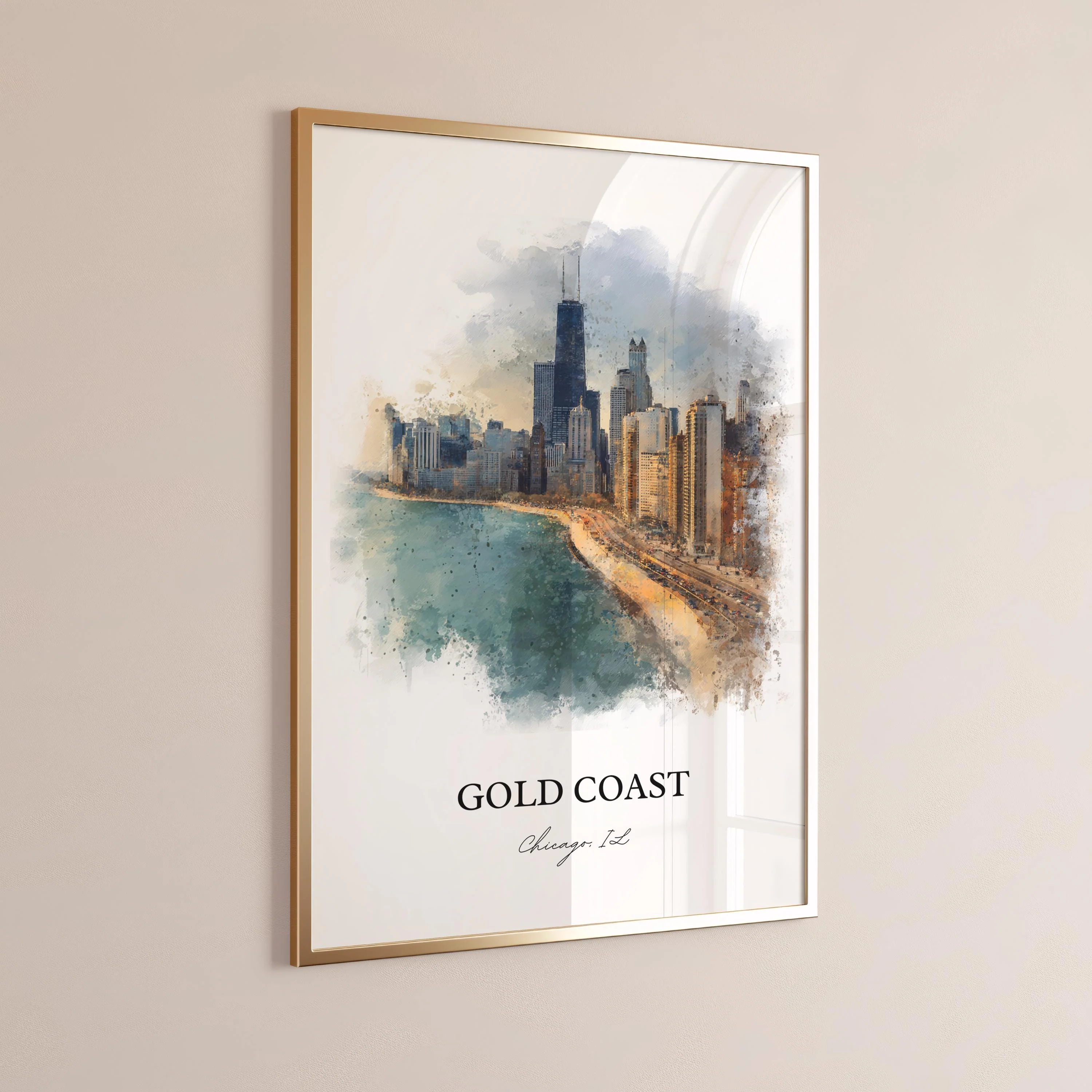 Gold Coast, Chicago, Illinois – Watercolor Art Print - Image 3