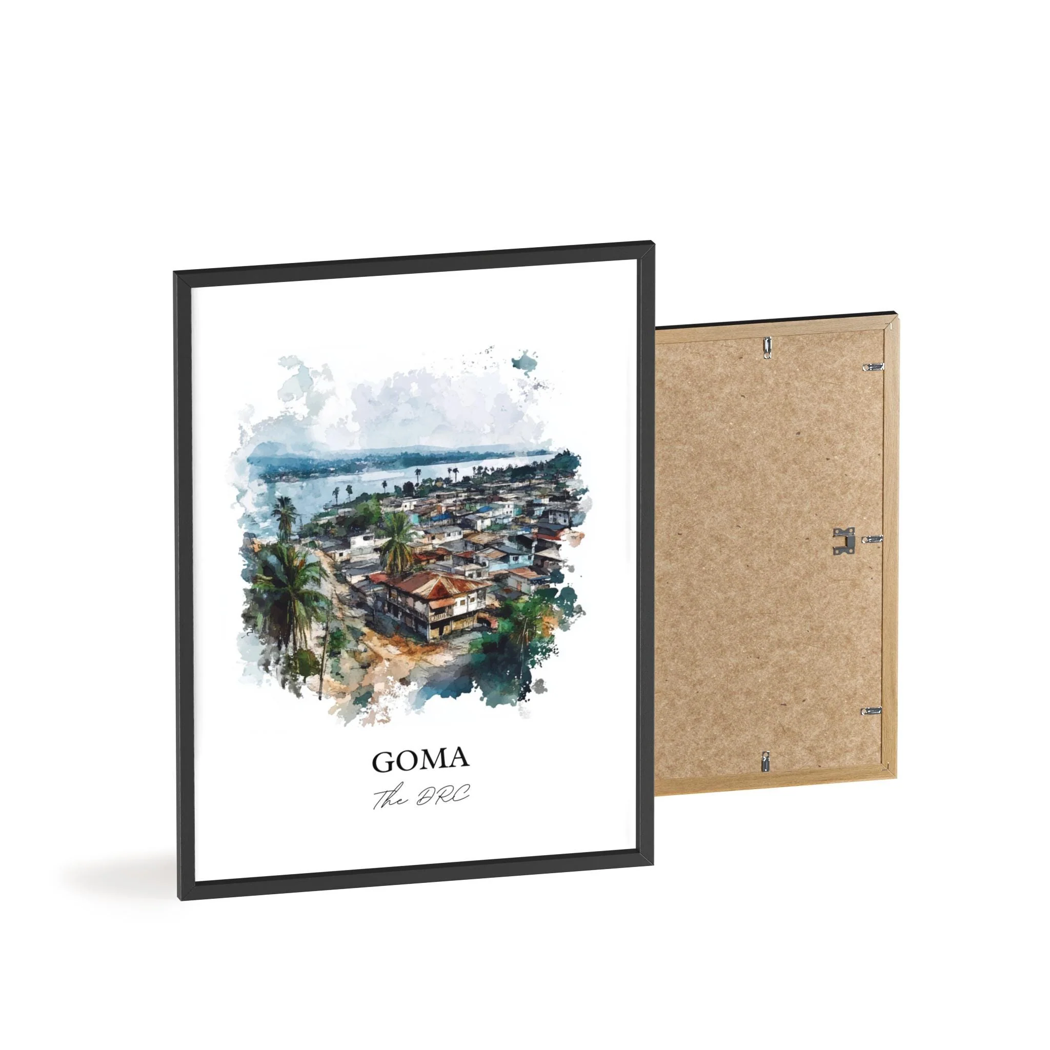 Goma, DRC – Lake Kivu Watercolor Art Print - Image 8