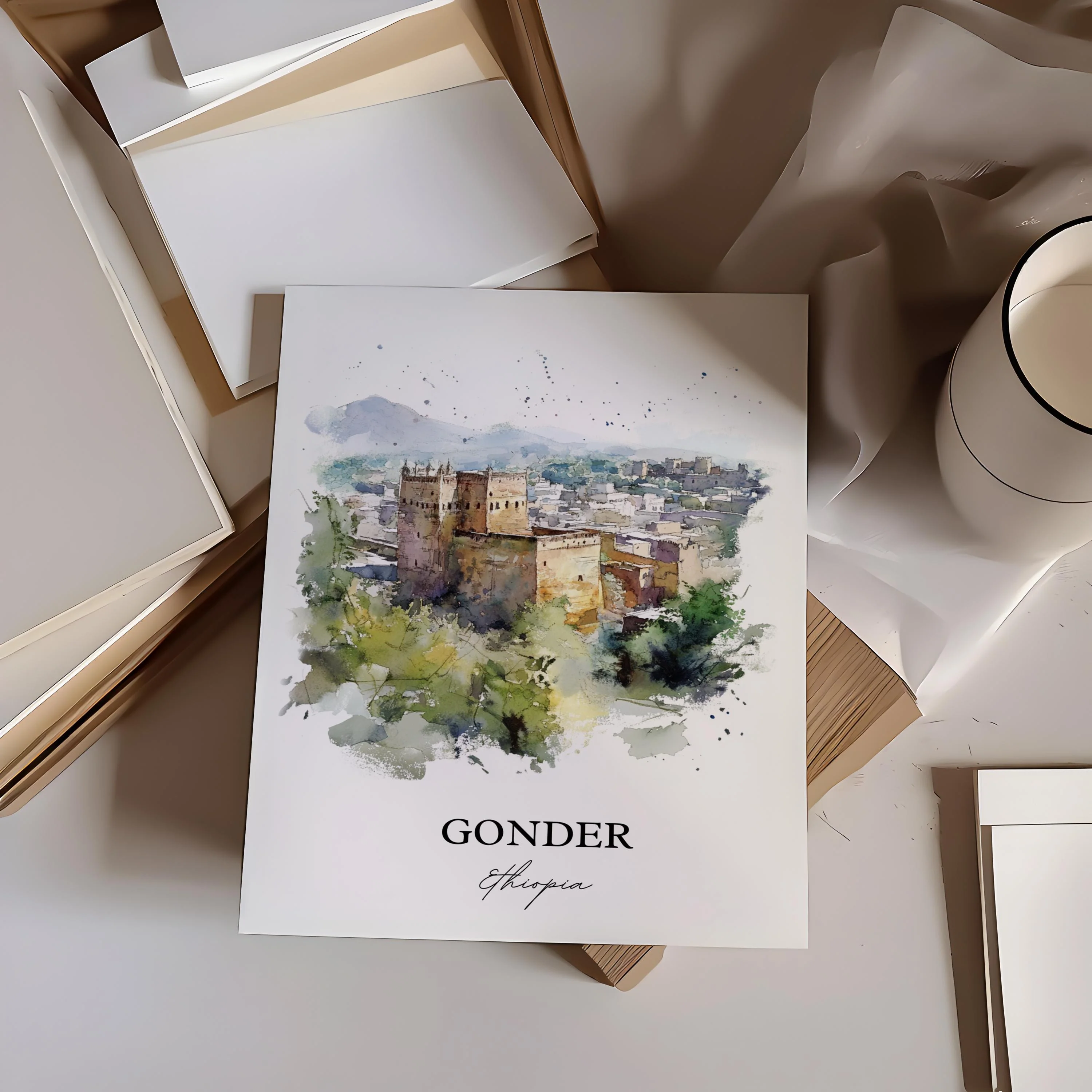 Gondar, Ethiopia – Watercolor Art Print - Image 6