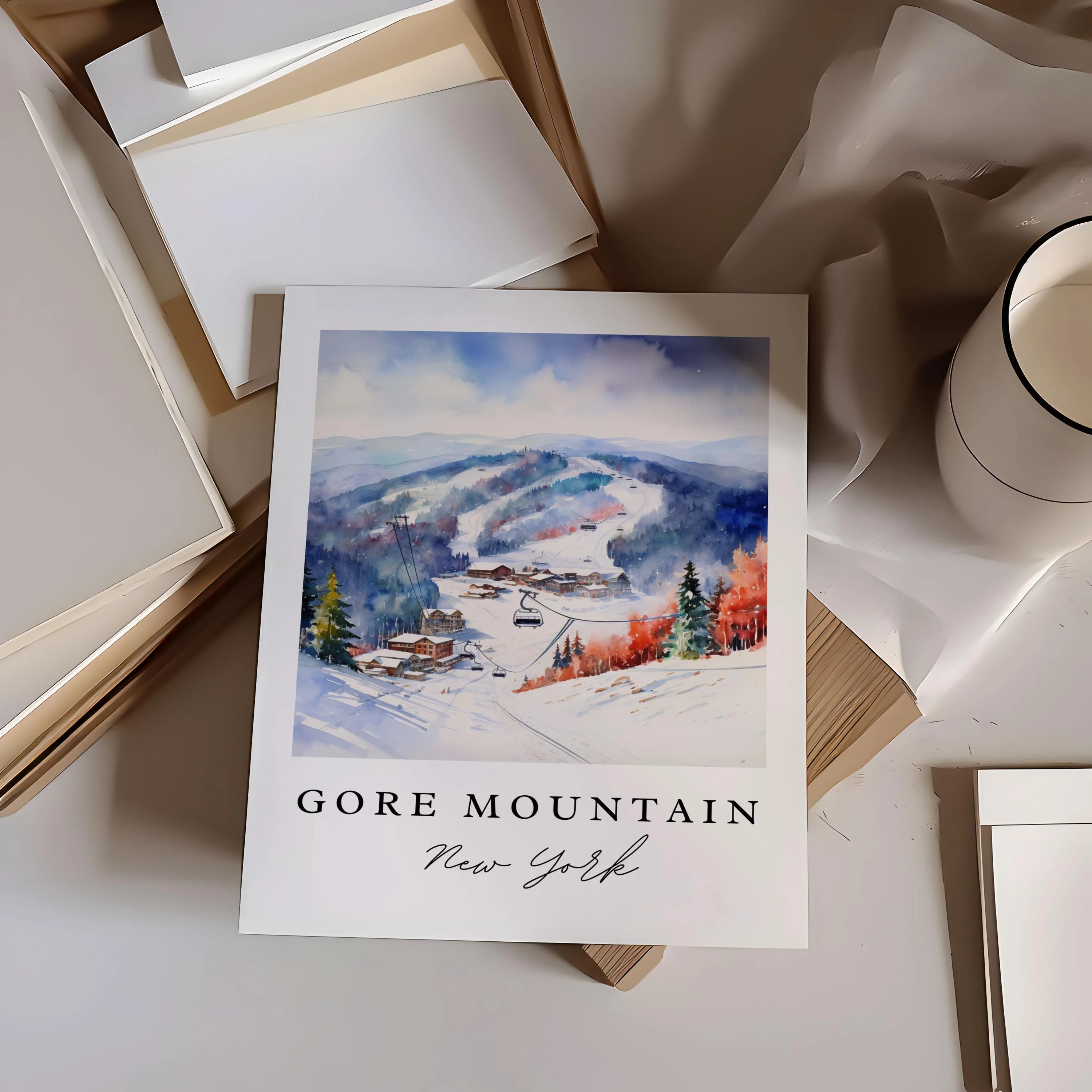 Gore Mountain, NY, USA – Watercolor Art Print - Image 2
