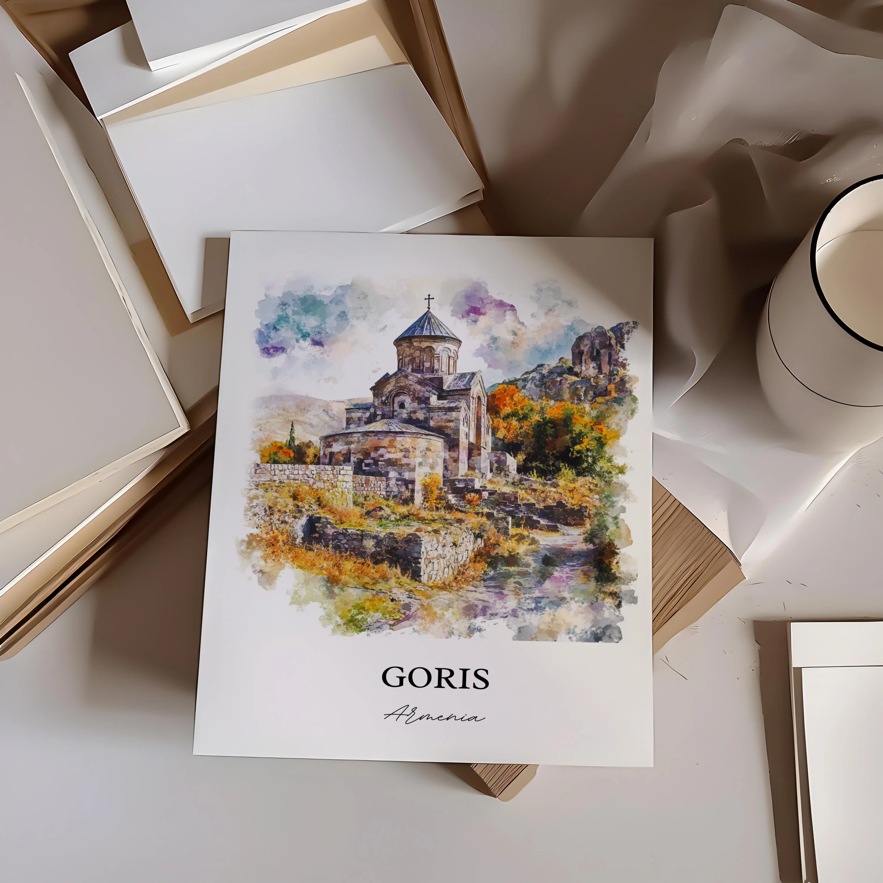 Goris, Armenia – Watercolor Art Print - Image 4