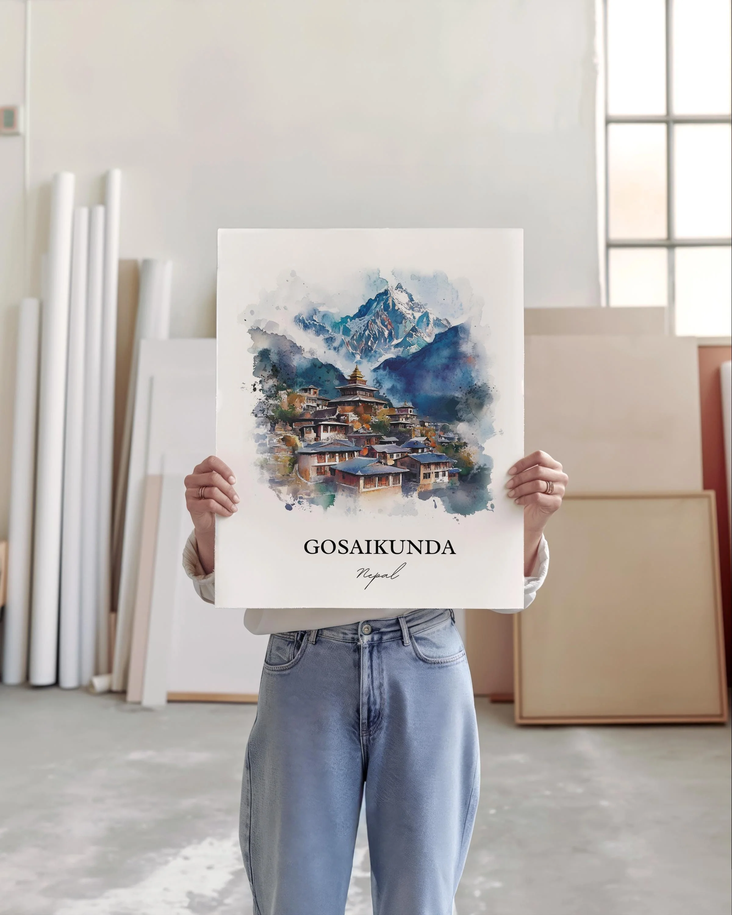 Gosaikunda, Nepal – Watercolor Art Print - Image 6
