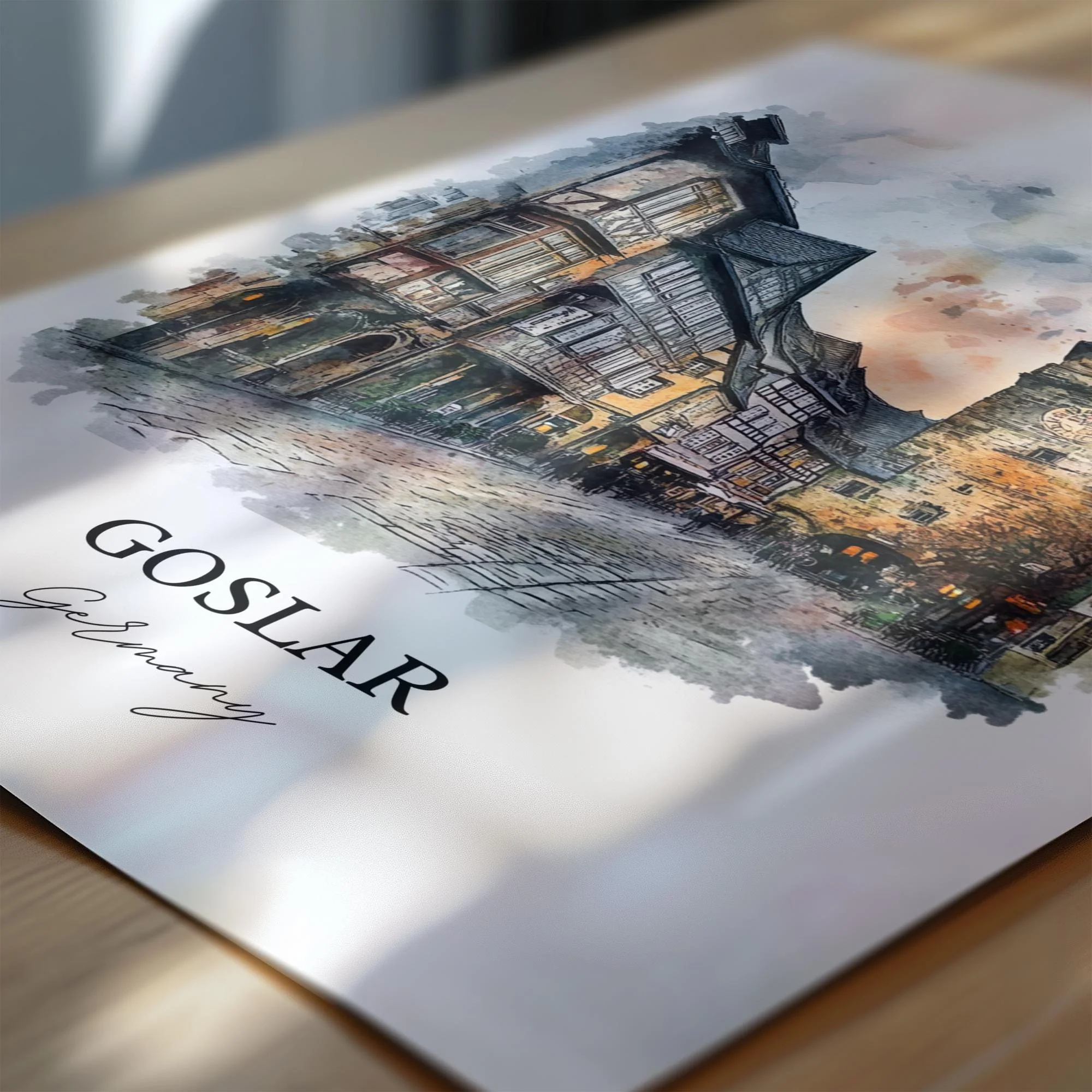 Goslar, Germany – Watercolor Art Print of Harz Mountains - Image 2