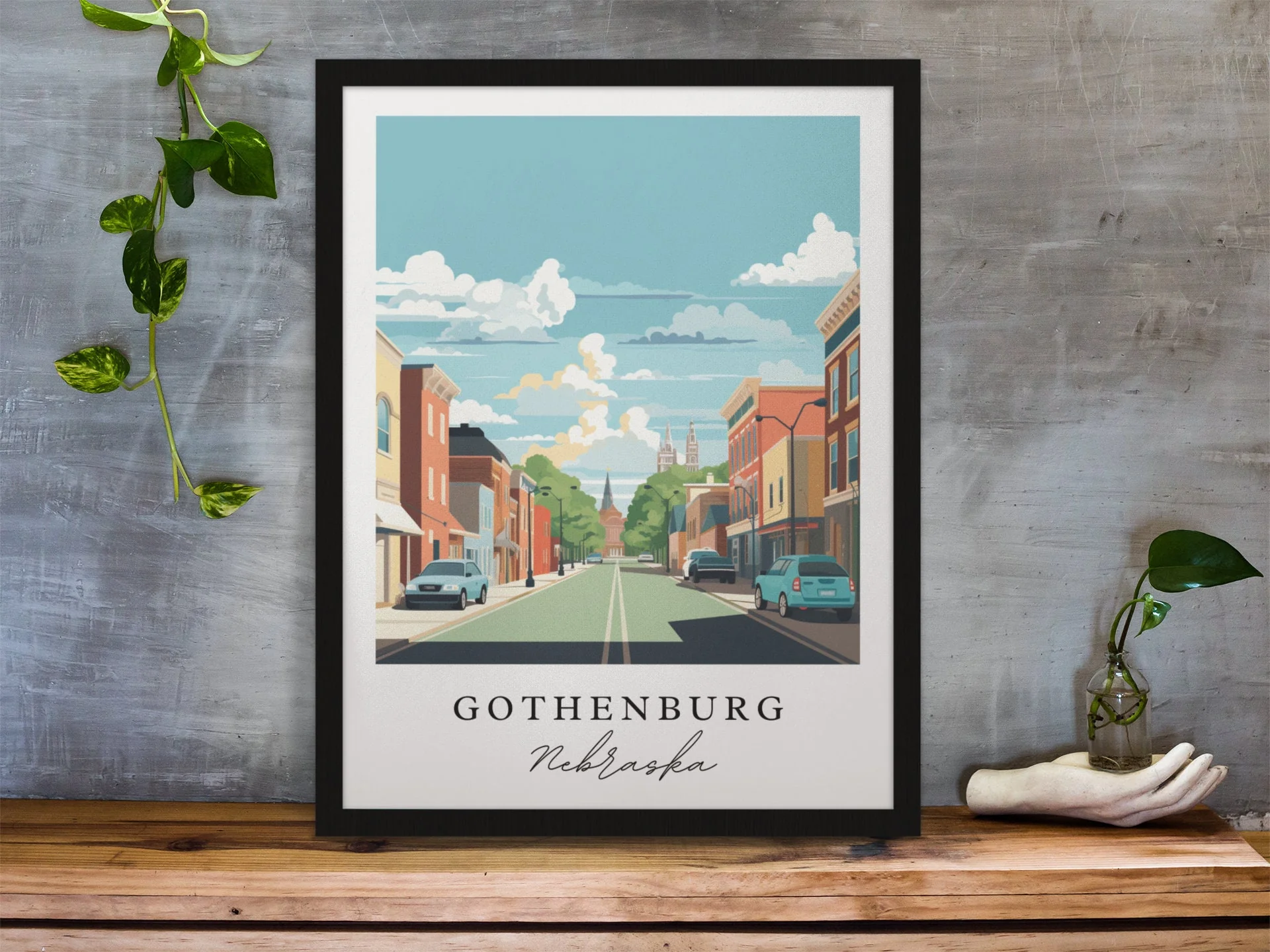 Gothenburg, Nebraska, USA – Watercolor Art Print - Image 4