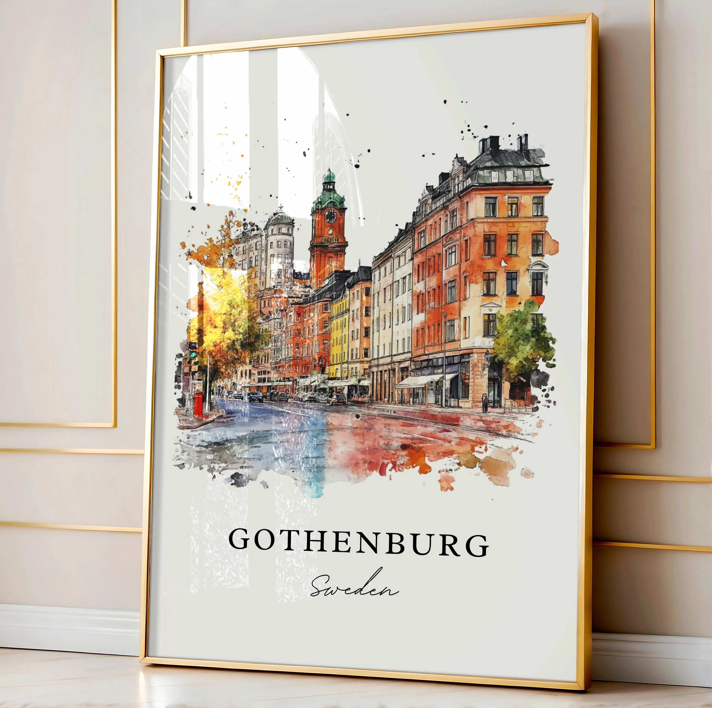 Gothenburg, Sweden – Watercolor Art Print - Image 3