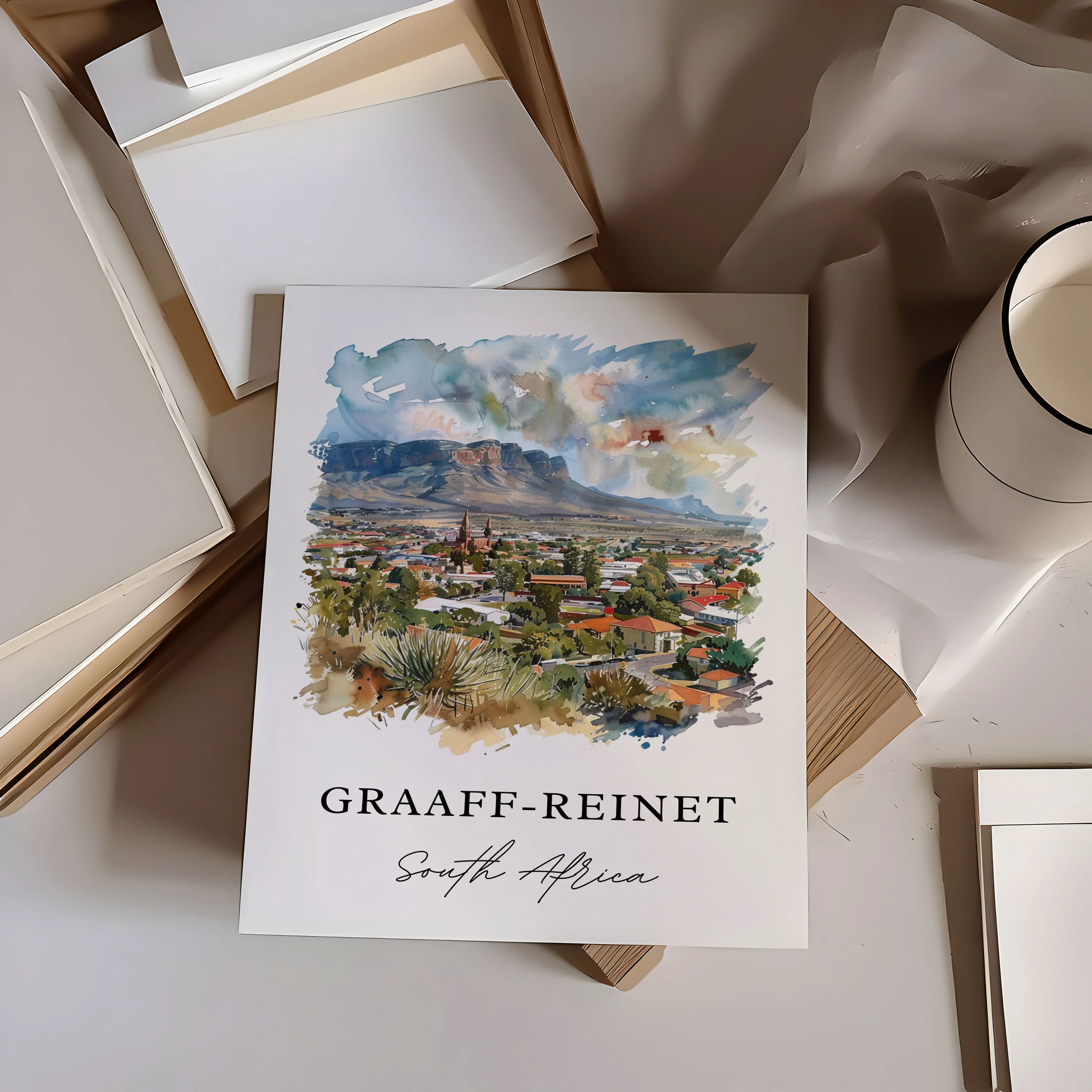 Graaff-Reinet, South Africa – Watercolor Art Print - Image 3