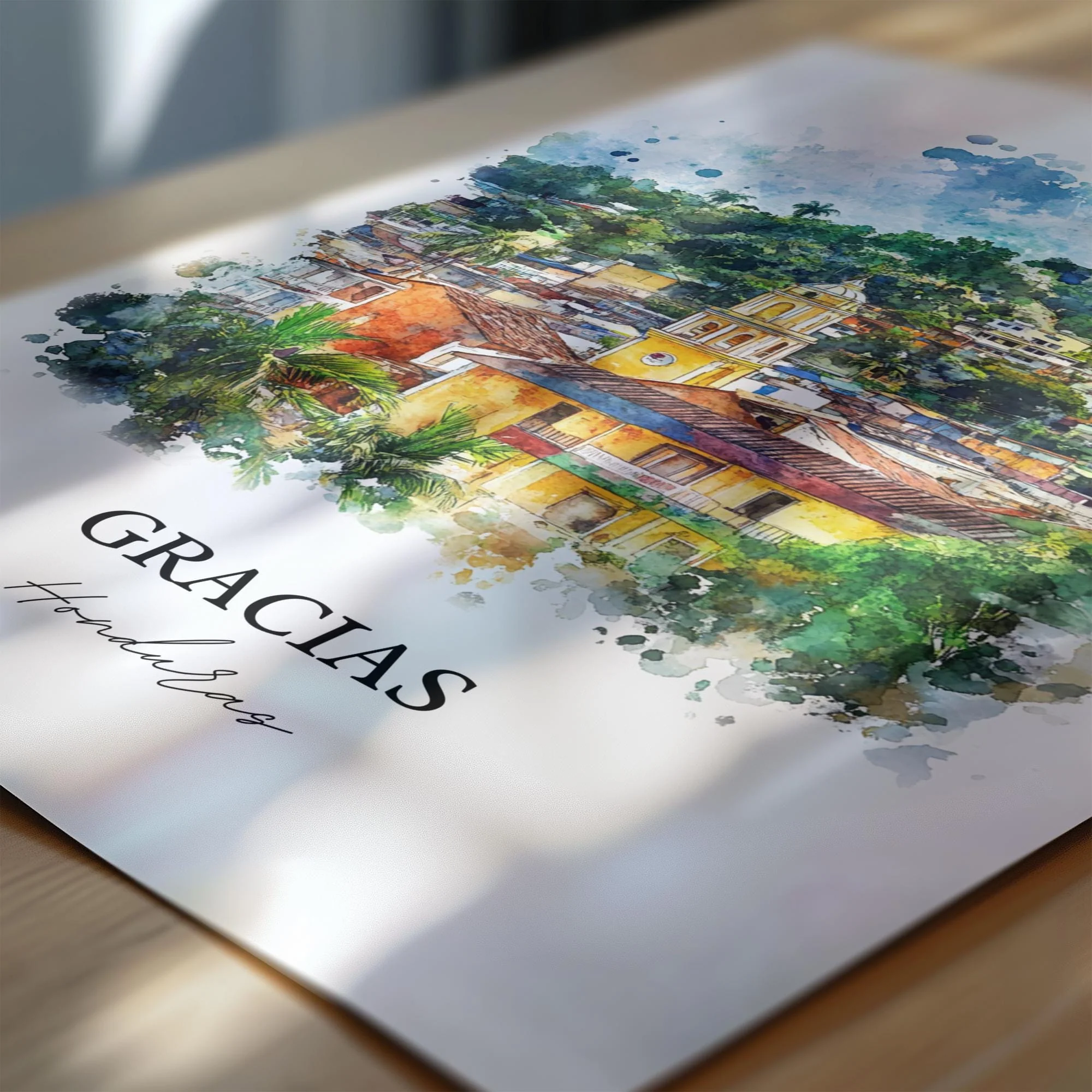Gracias, Honduras – Watercolor Art Print - Image 2