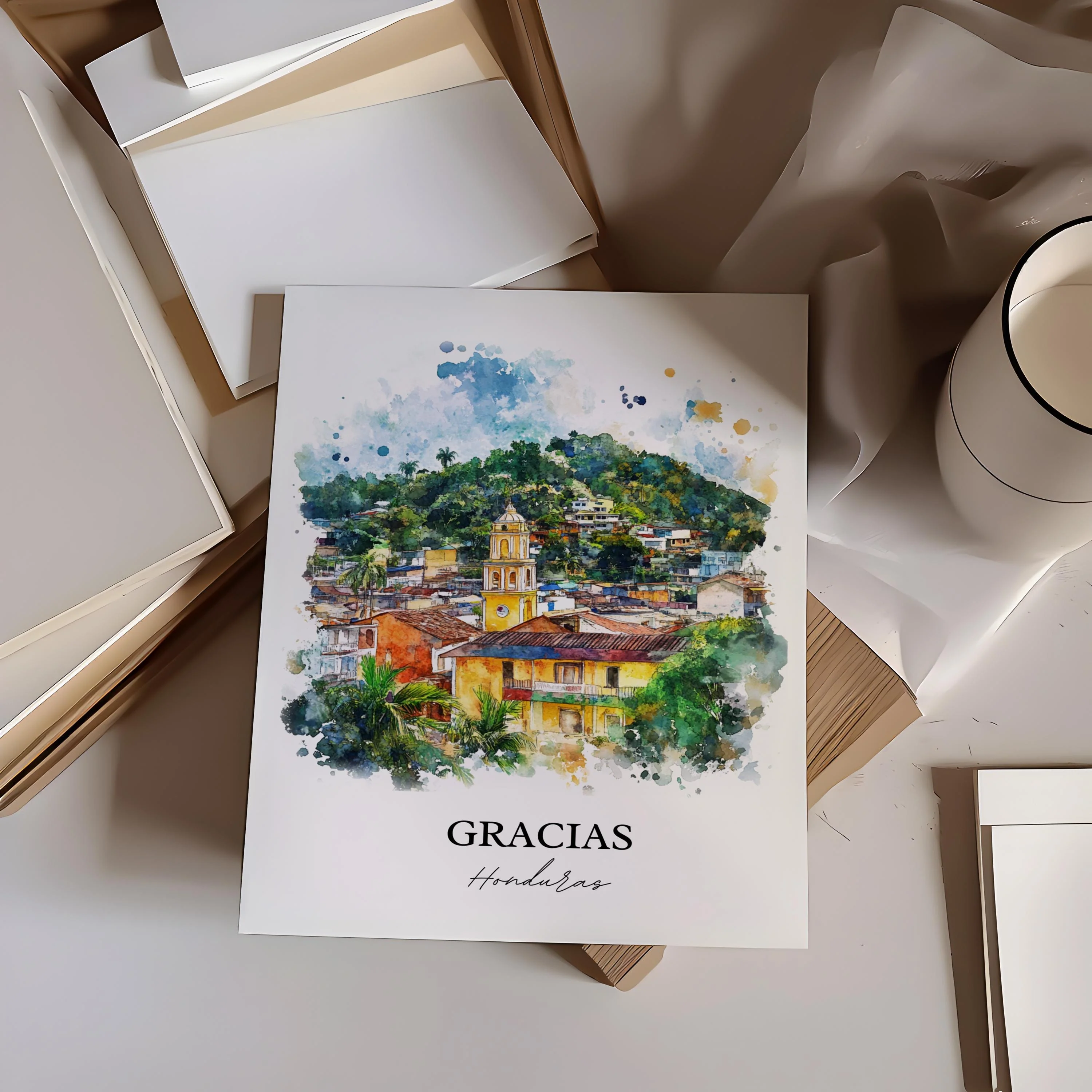 Gracias, Honduras – Watercolor Art Print - Image 5
