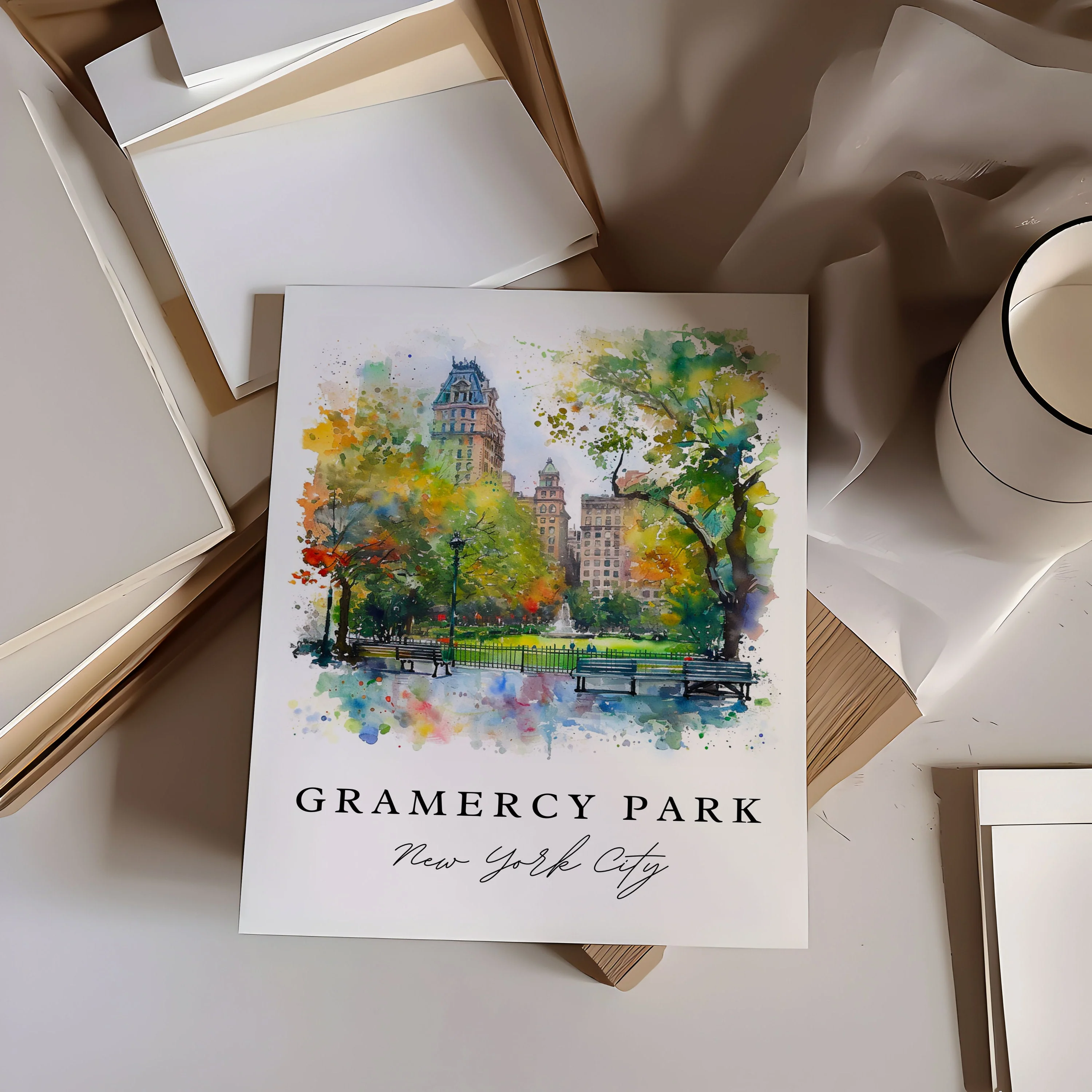 Gramercy Park, NYC, New York – Watercolor Art Print - Image 2